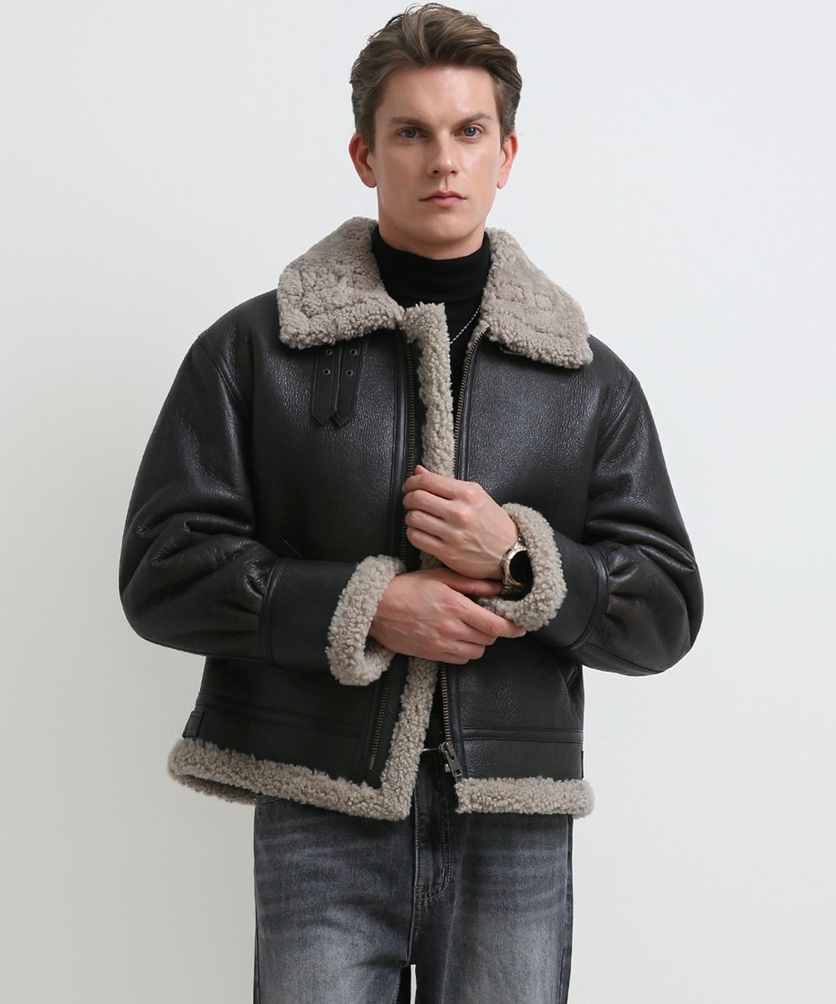 스트라이크(STRIKE) Helios Lambskin Shearling Jacket (DARK BROWN)