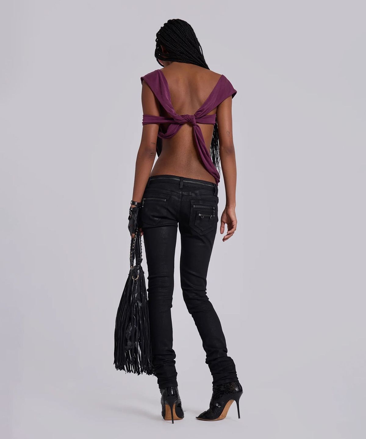 제이디드 런던(JADED LONDON) (W) 큐프로 드레이프드 톱 퍼플 CUPRO DRAPED TOP PURPLE