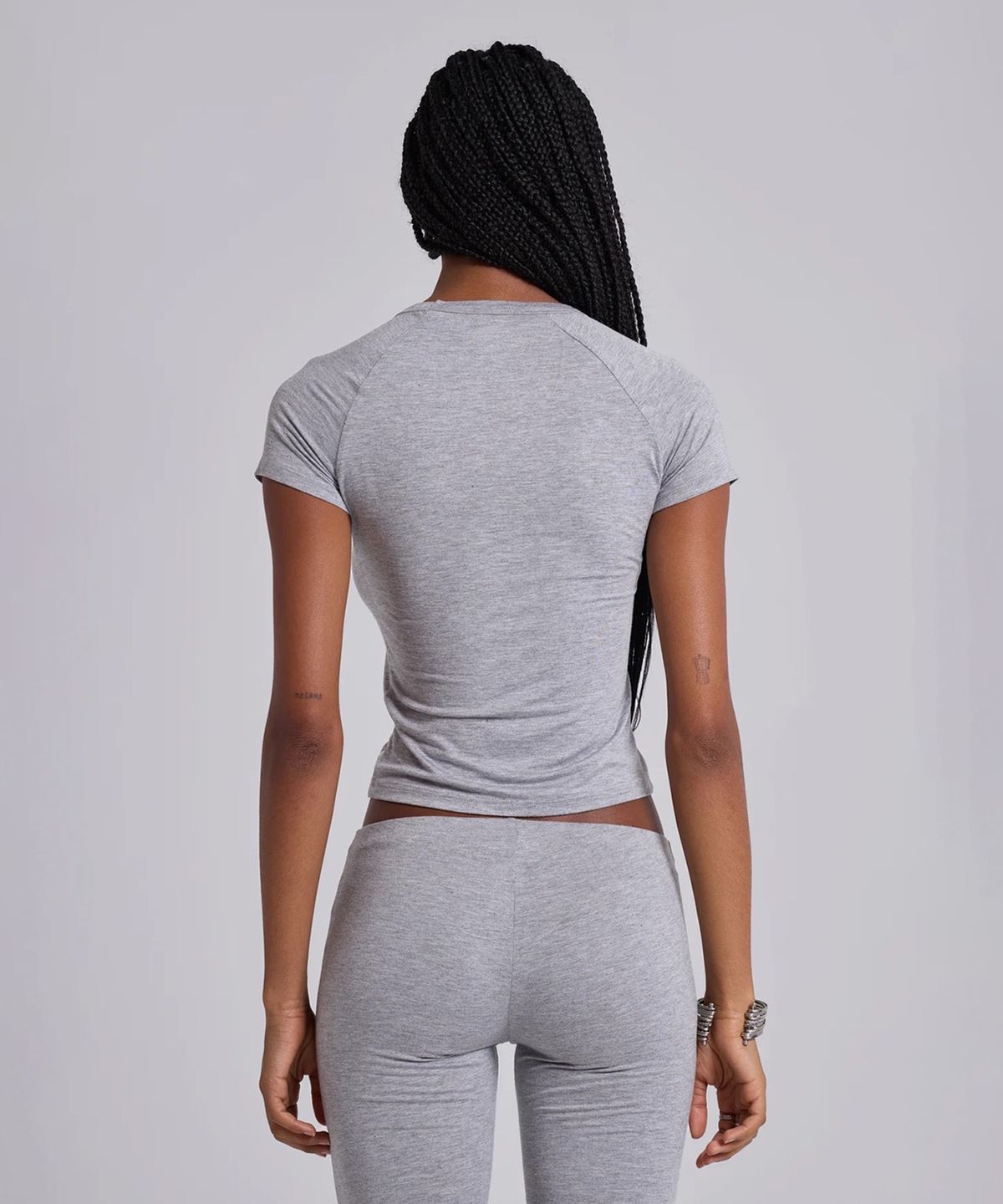 제이디드 런던(JADED LONDON) (W) 스터디드 그레이 말 톱 그레이 STUDDED GREY MARL TOP GREY