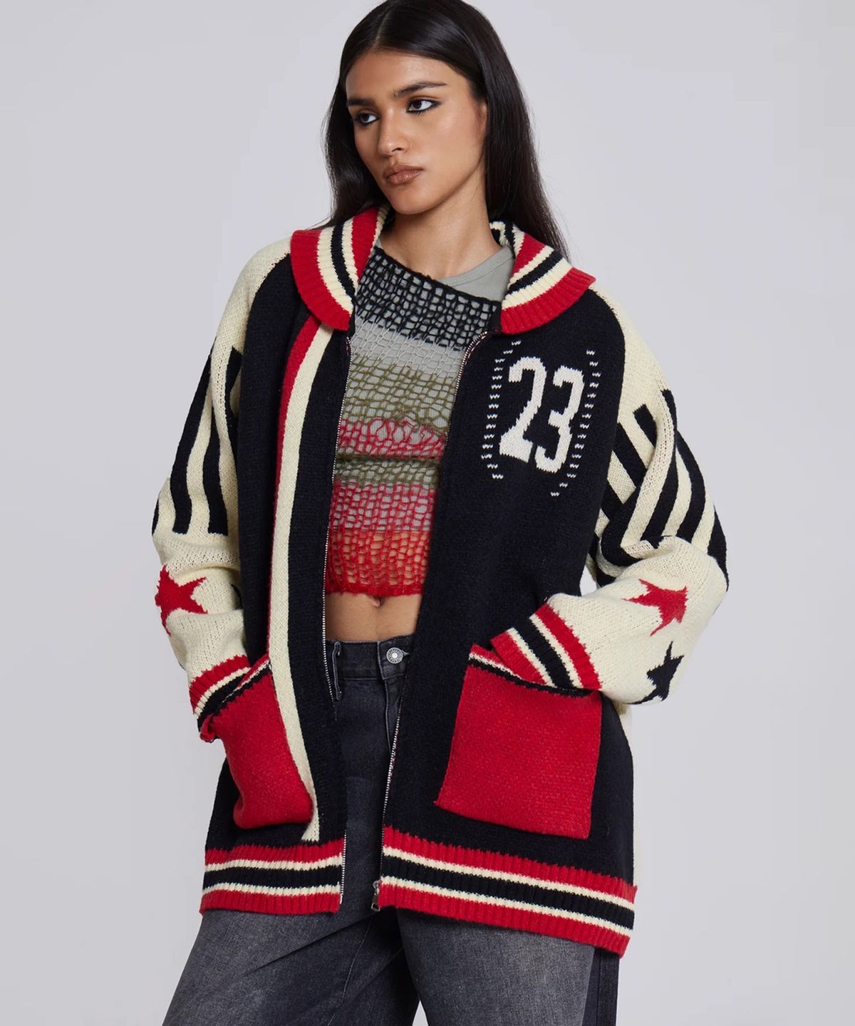 제이디드 런던(JADED LONDON) (U) 집 스루 점퍼 멀티 ZIP THROUGH JUMPER MULTI