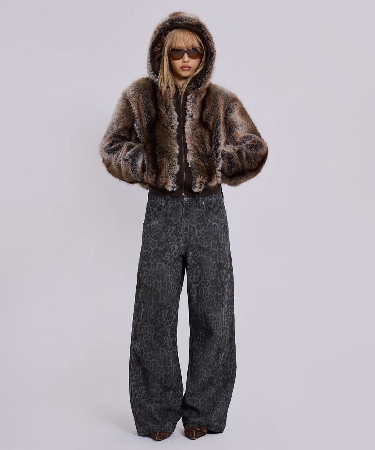 제이디드 런던(JADED LONDON) (U) 포 밍크 집 스루 재킷 베이지 FAUX MINK ZIP THROUGH JACKET BEIGE