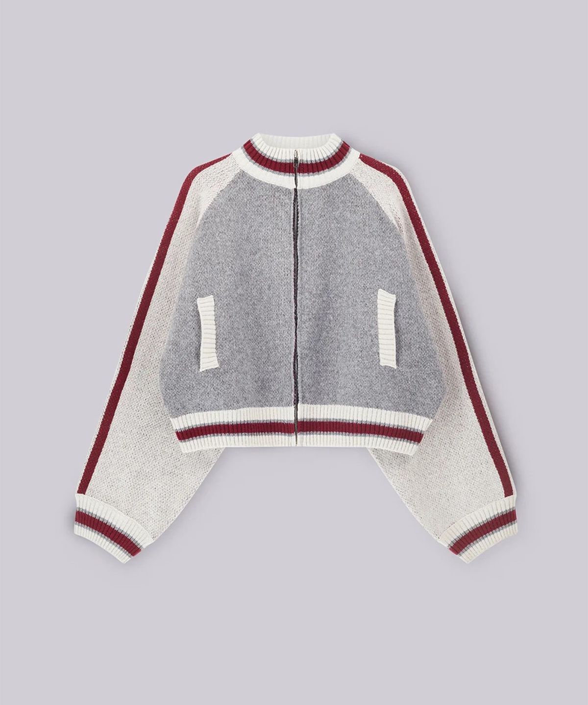 제이디드 런던(JADED LONDON) (U) 니티드 봄버 위드 백 아트워크 그레이 KNITTED BOMBER WITH BACK ARTWORK GREY