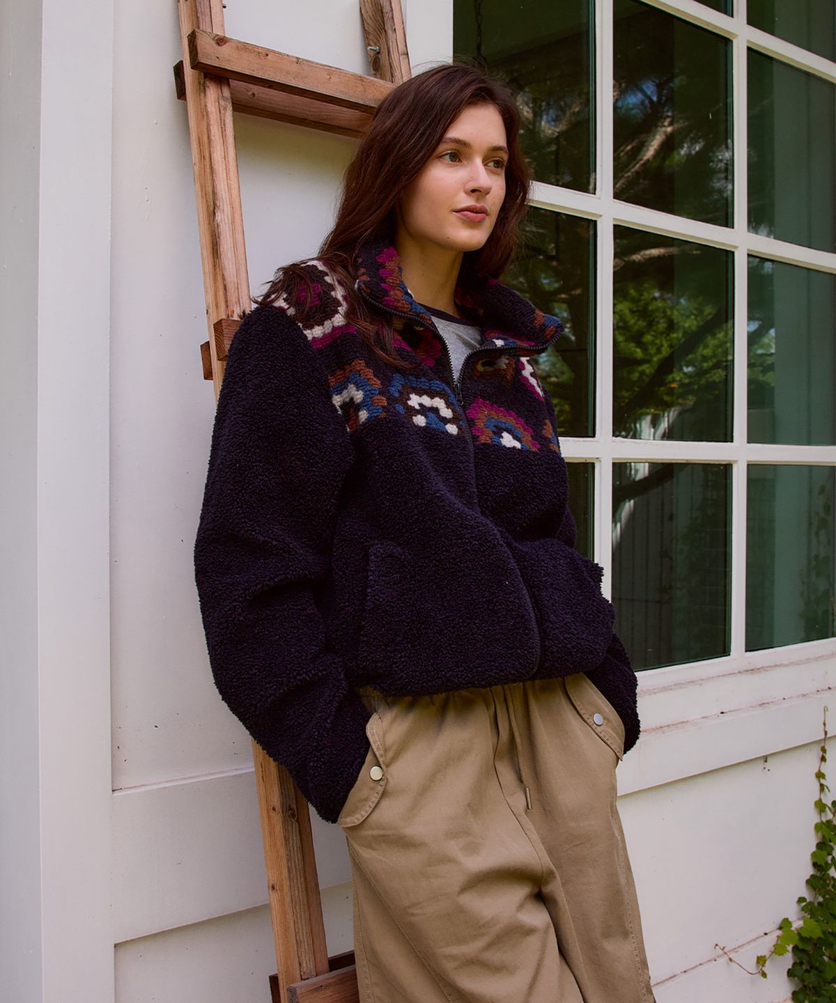 스튜디오앤파르크(STUDIO&PARC) Crochet Fleece Jacket_Navy