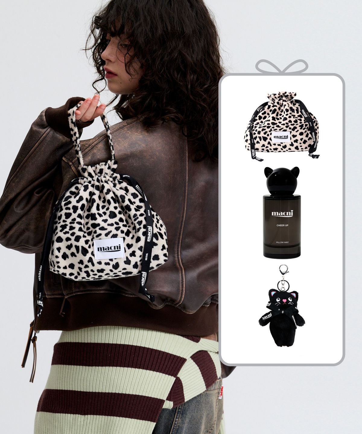 마크니(MACNI) [SET] POUCH BAG & PILLOW MIST & KEYRING SET