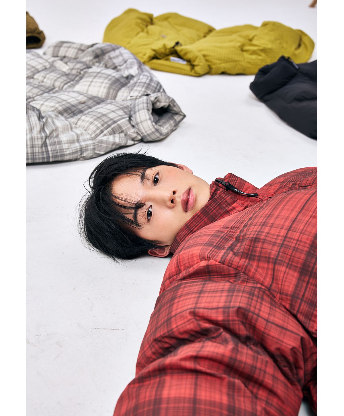 미스터차일드(MISTER CHILD) 스마일 패딩 체크 레드
