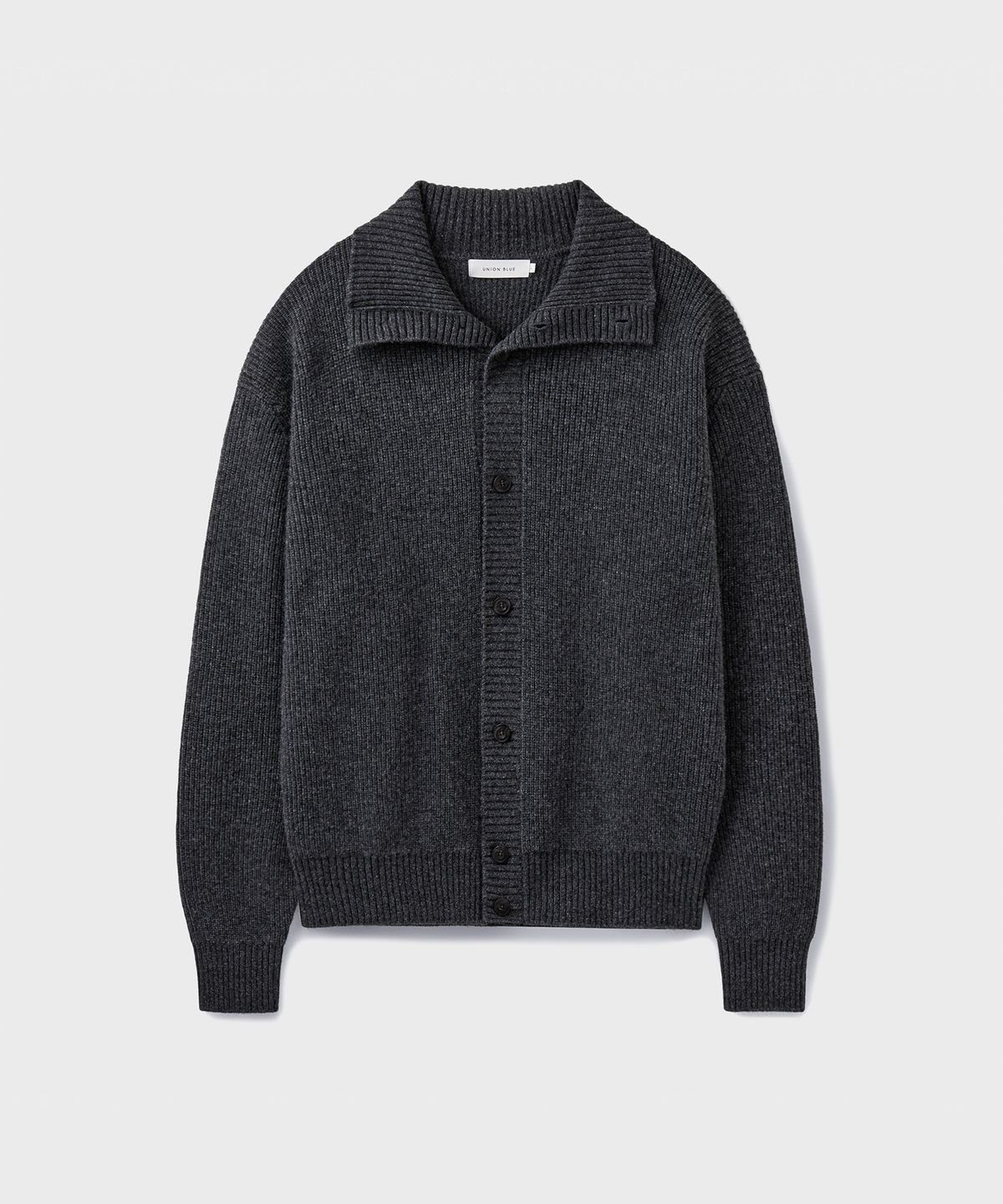 유니온블루(UNION BLUE) STRUCTURED CROP SHIFT CARDIGAN [CHARCOAL]