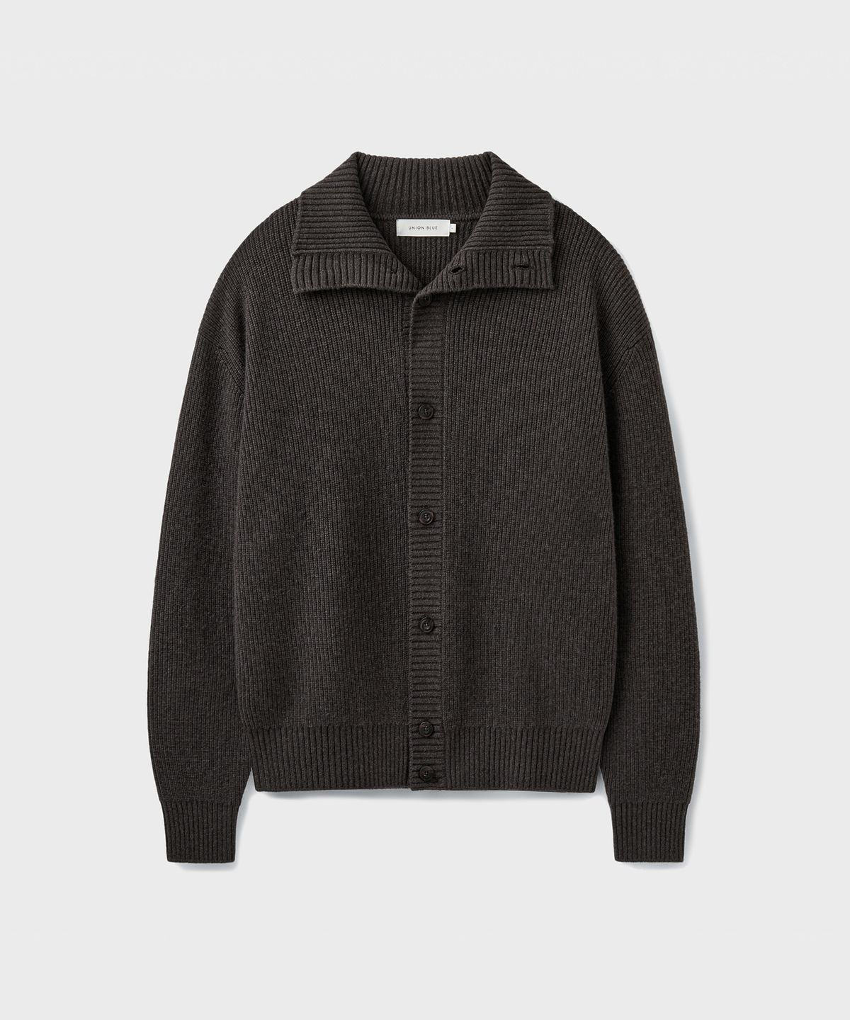 유니온블루(UNION BLUE) STRUCTURED CROP SHIFT CARDIGAN [KHAKI BROWN]