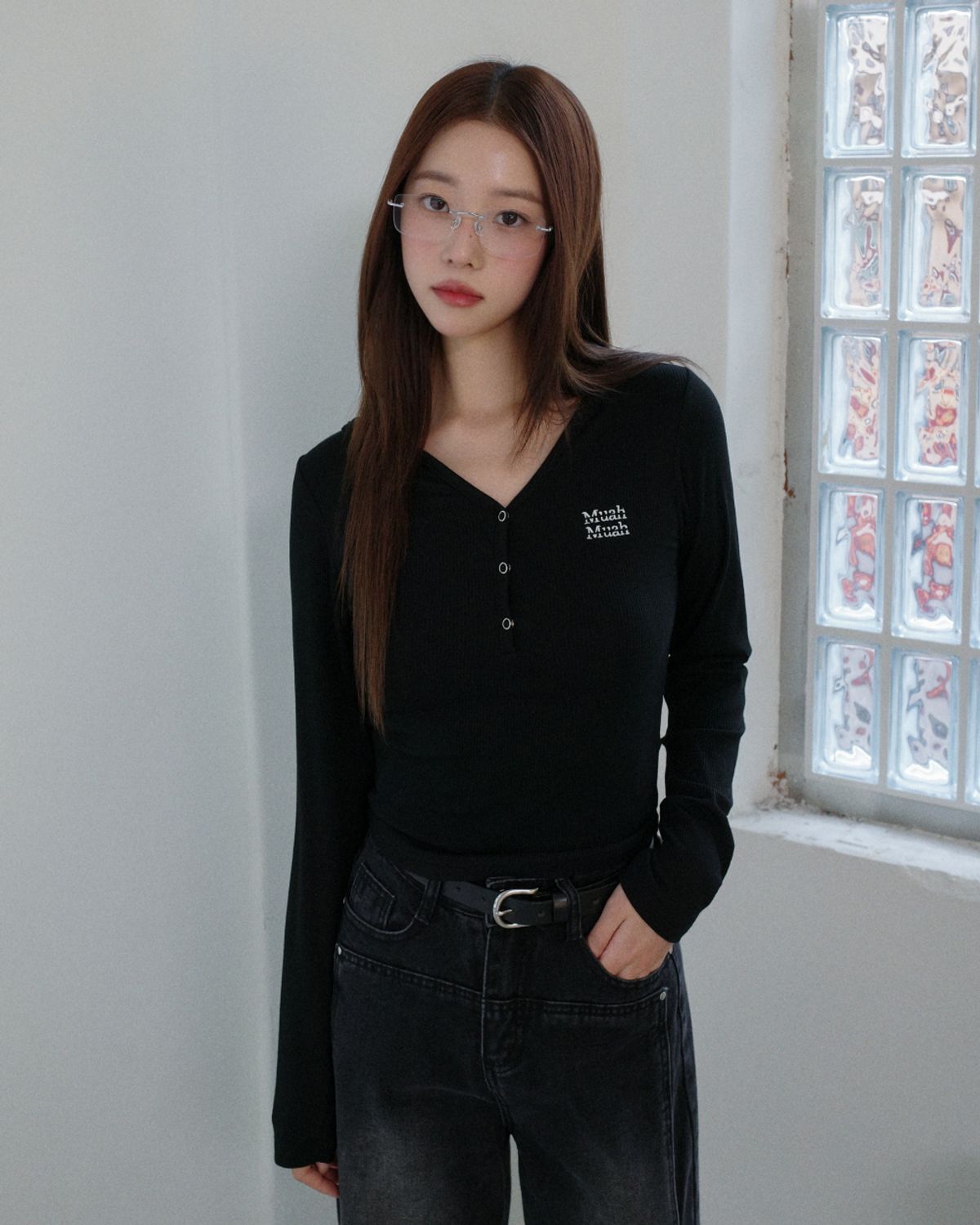 무아무아(MUAHMUAH) 헨리넥 후드 스티치 티셔츠 [6color]