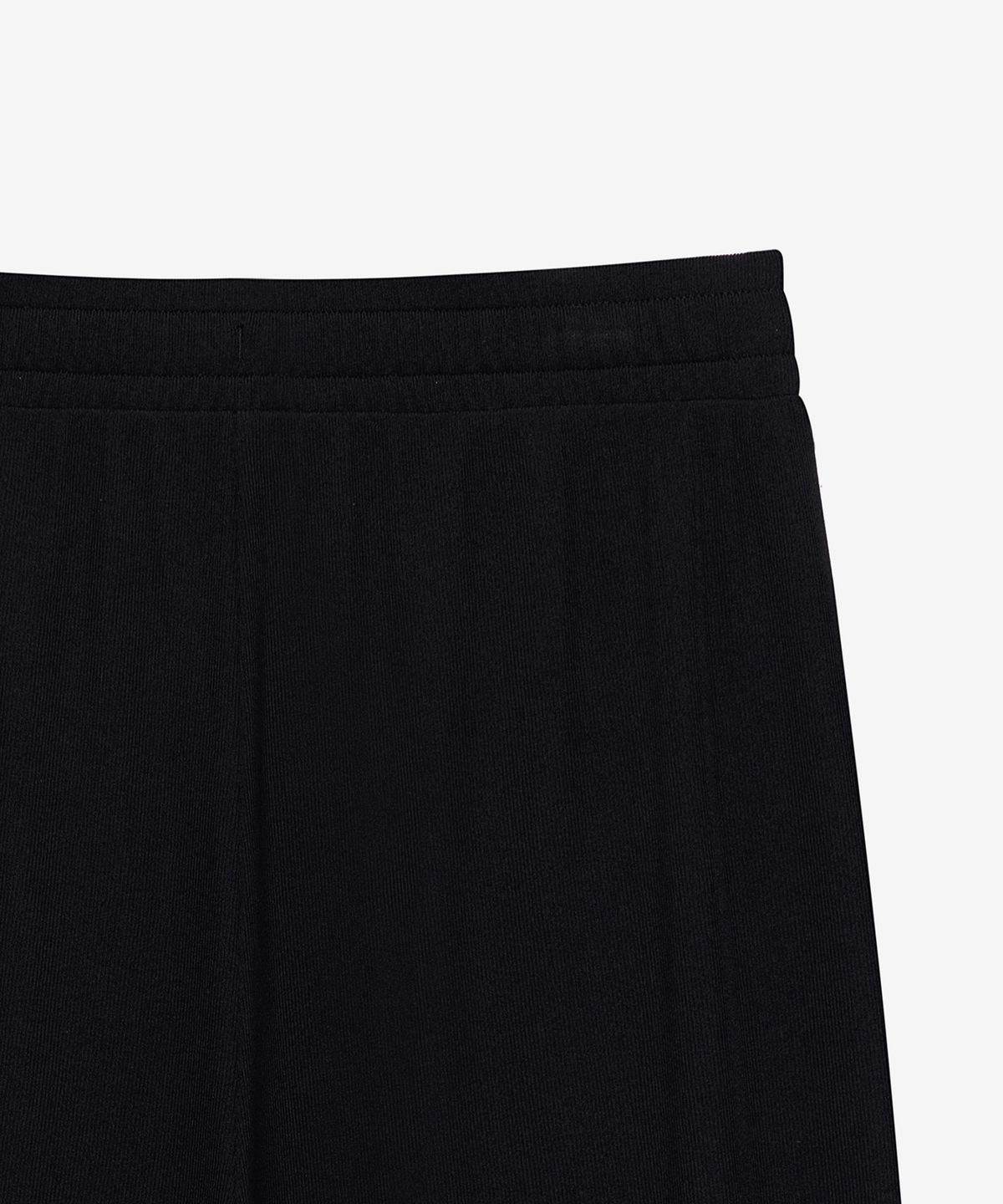 베이직하우스(BASIC HOUSE) 여성 찰랑 골지 스판 밴딩 스트링 와이드 팬츠 블랙