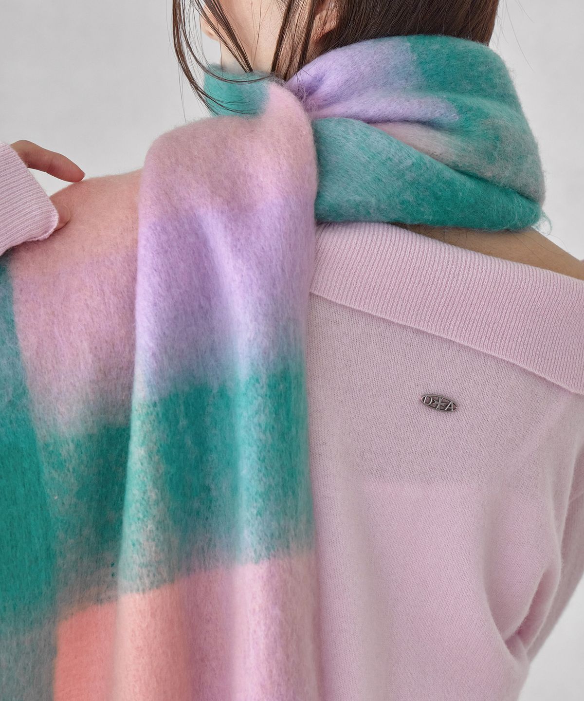 런던다다(LONDONDADA) HIGH-NECK BUTTON WOOL CARDIGAN, PINK