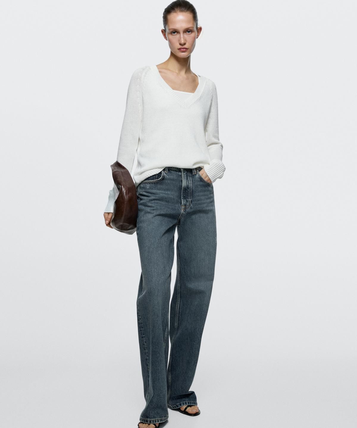 마시모두띠(MASSIMO DUTTI) 하이웨이스트 와이드 레그 진