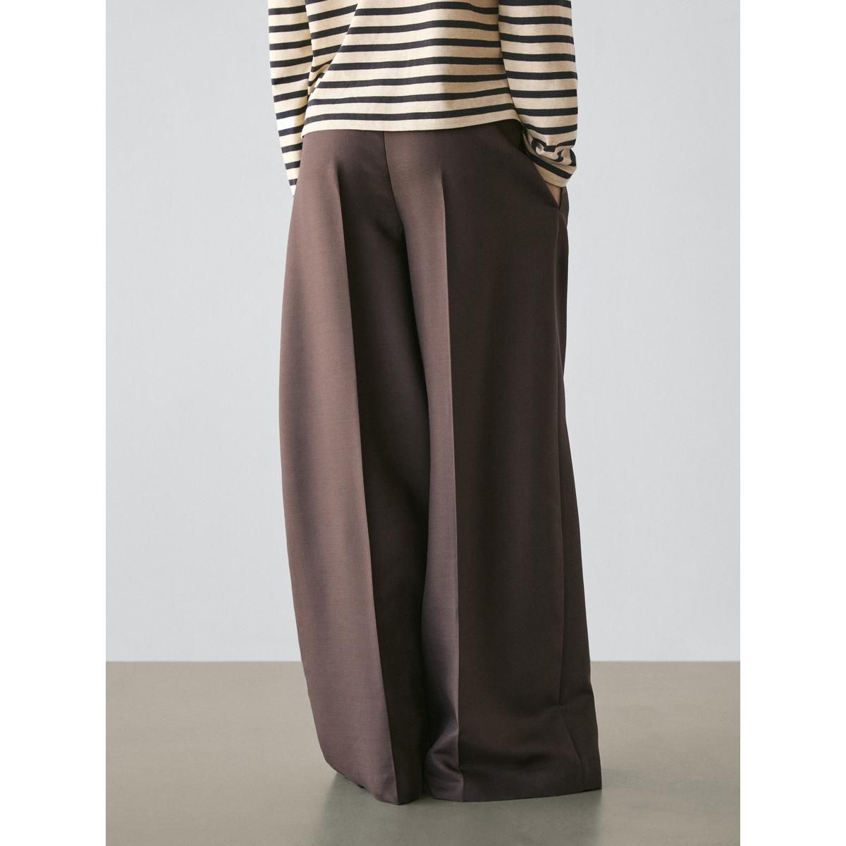 마시모두띠(MASSIMO DUTTI) 울 블렌드 콘트라스트 드로스트링 팬츠