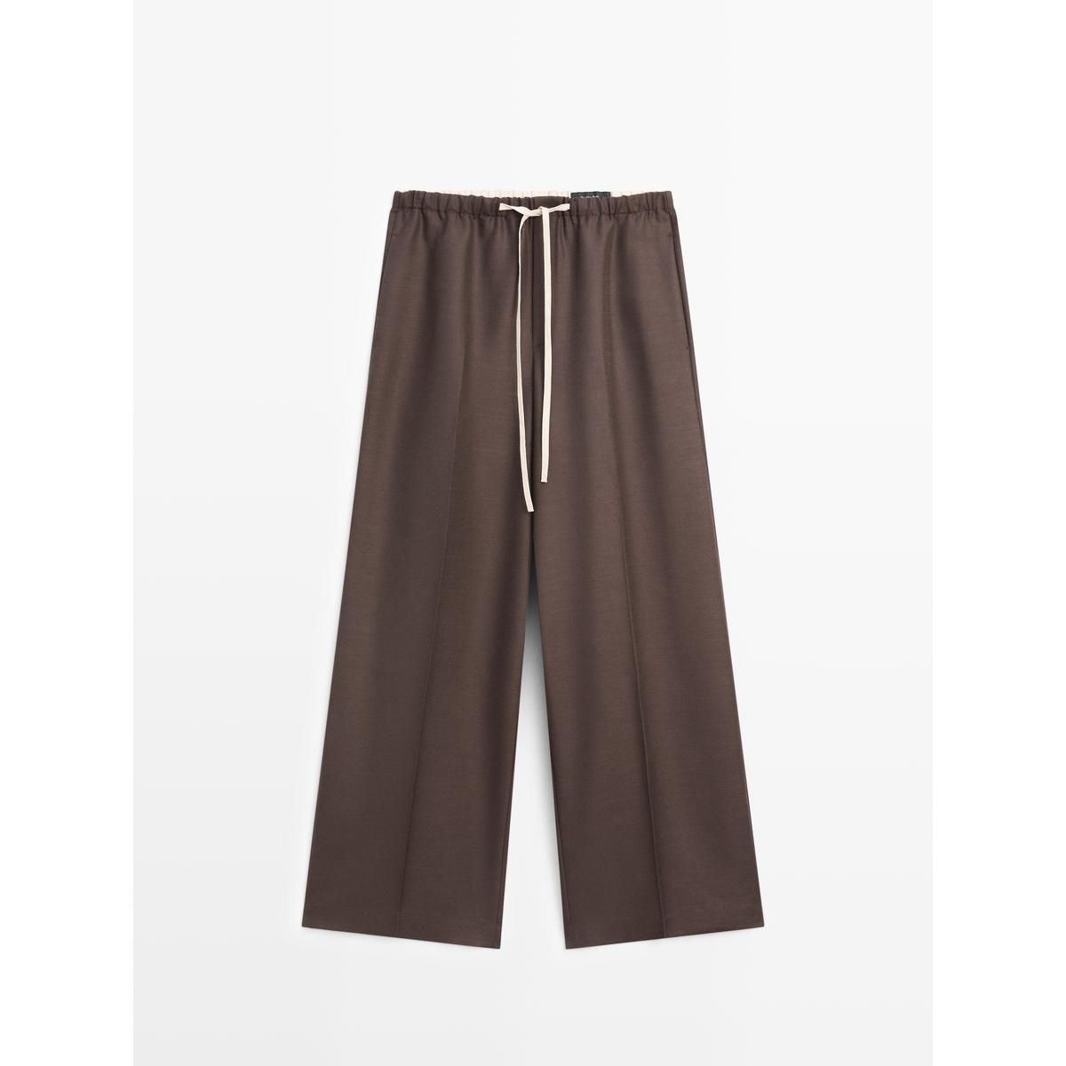 마시모두띠(MASSIMO DUTTI) 울 블렌드 콘트라스트 드로스트링 팬츠