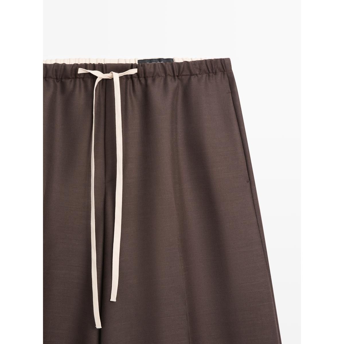마시모두띠(MASSIMO DUTTI) 울 블렌드 콘트라스트 드로스트링 팬츠