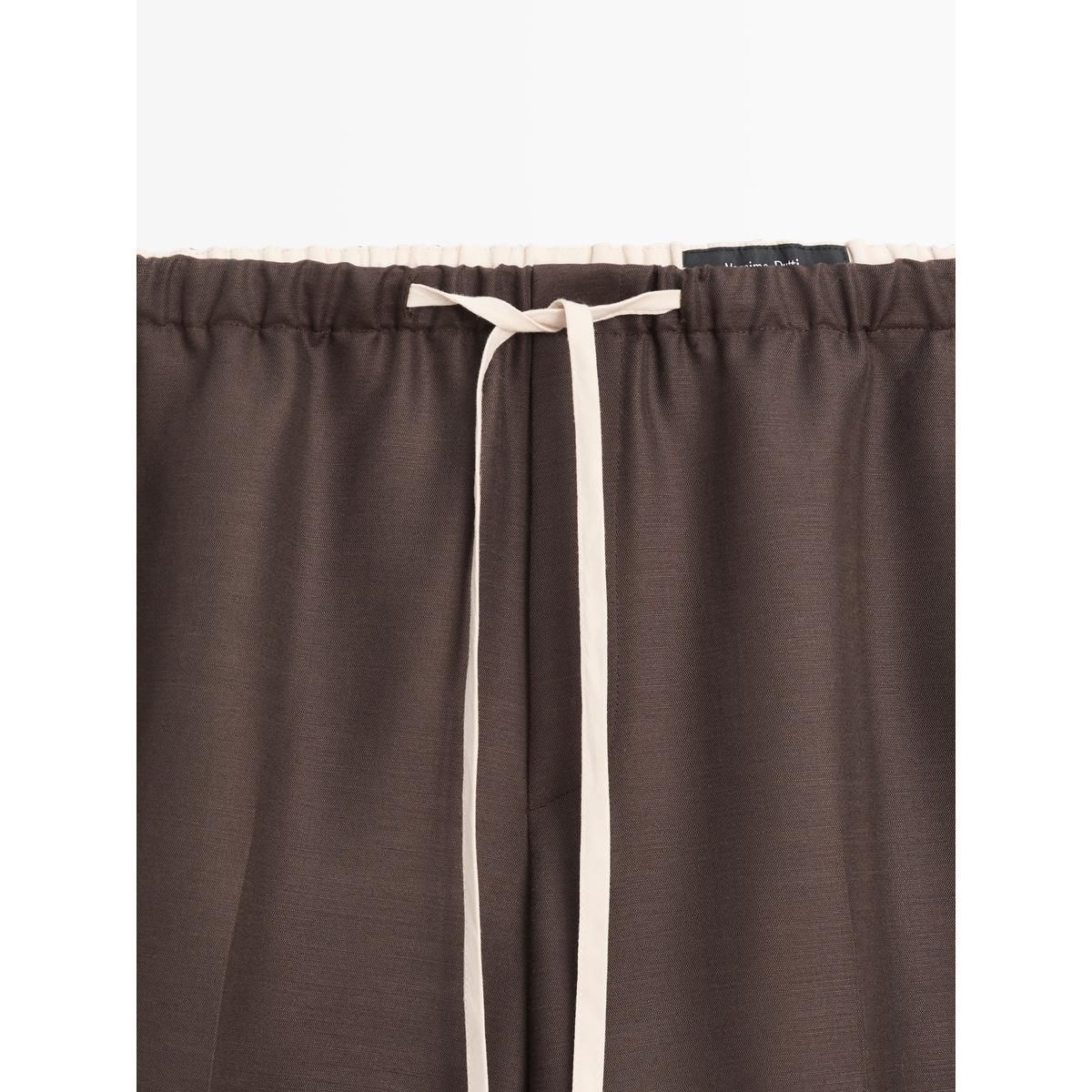 마시모두띠(MASSIMO DUTTI) 울 블렌드 콘트라스트 드로스트링 팬츠