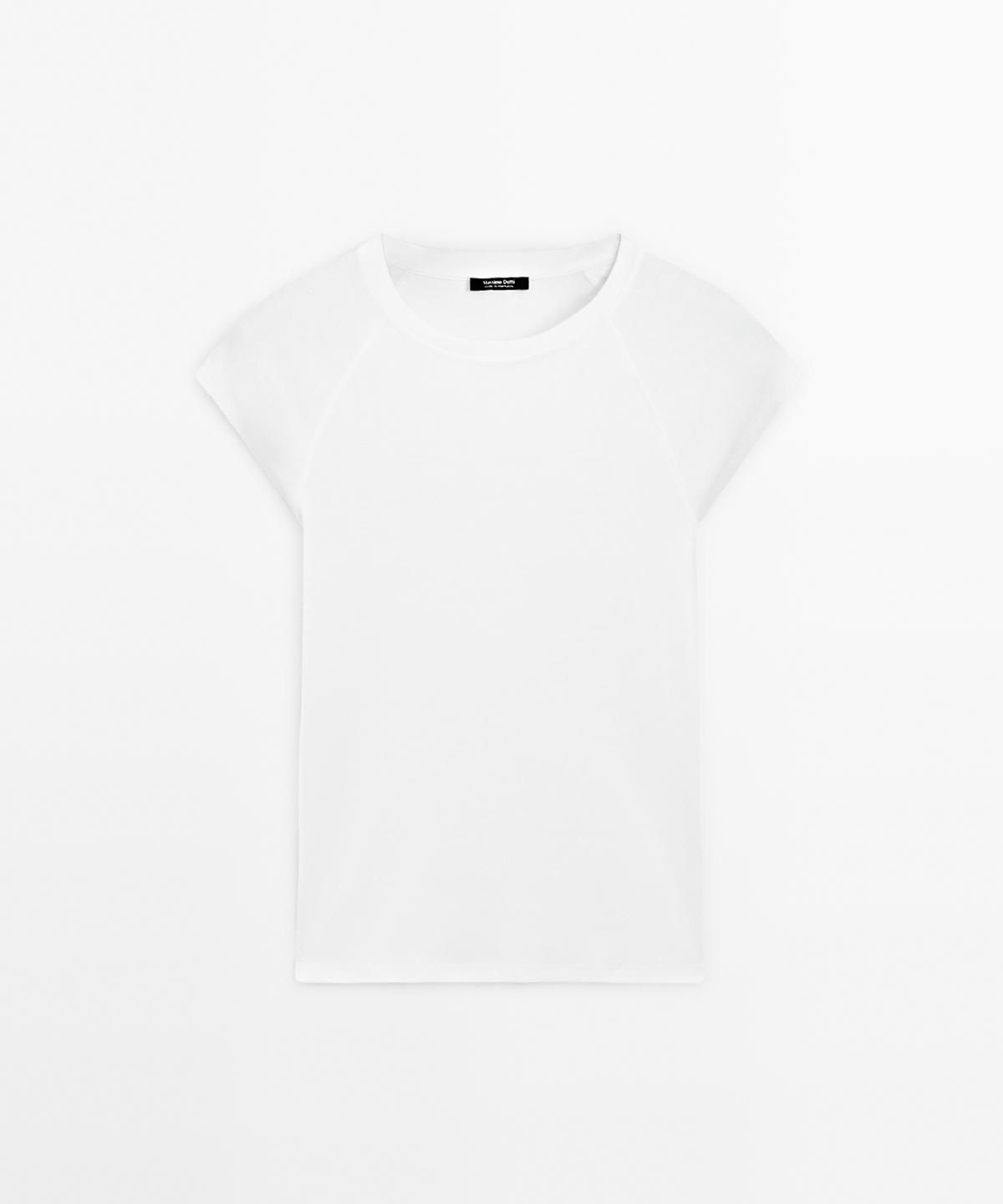 마시모두띠(MASSIMO DUTTI) 100% 코튼 래글런 반팔 티셔츠