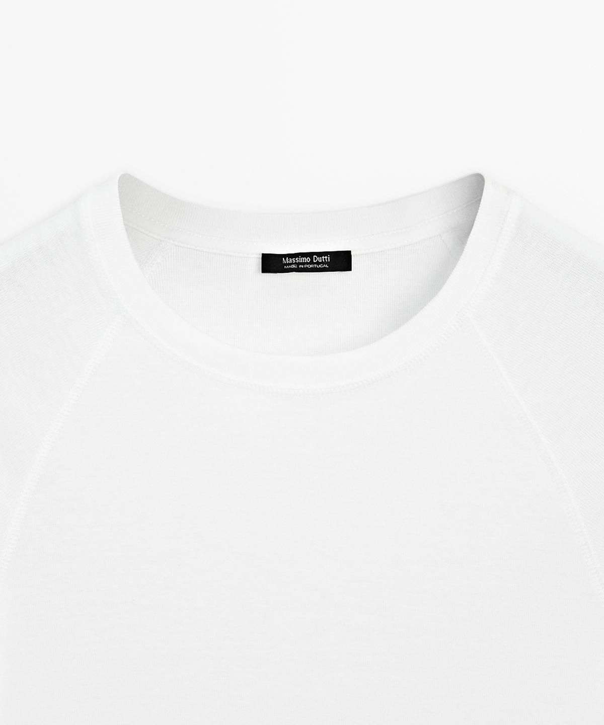 마시모두띠(MASSIMO DUTTI) 100% 코튼 래글런 반팔 티셔츠
