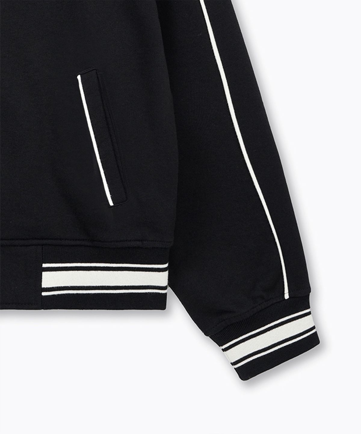 무신사 스탠다드 키즈(MUSINSA STANDARD KIDS) 칼라드 스웨트 바시티 재킷 [블랙]