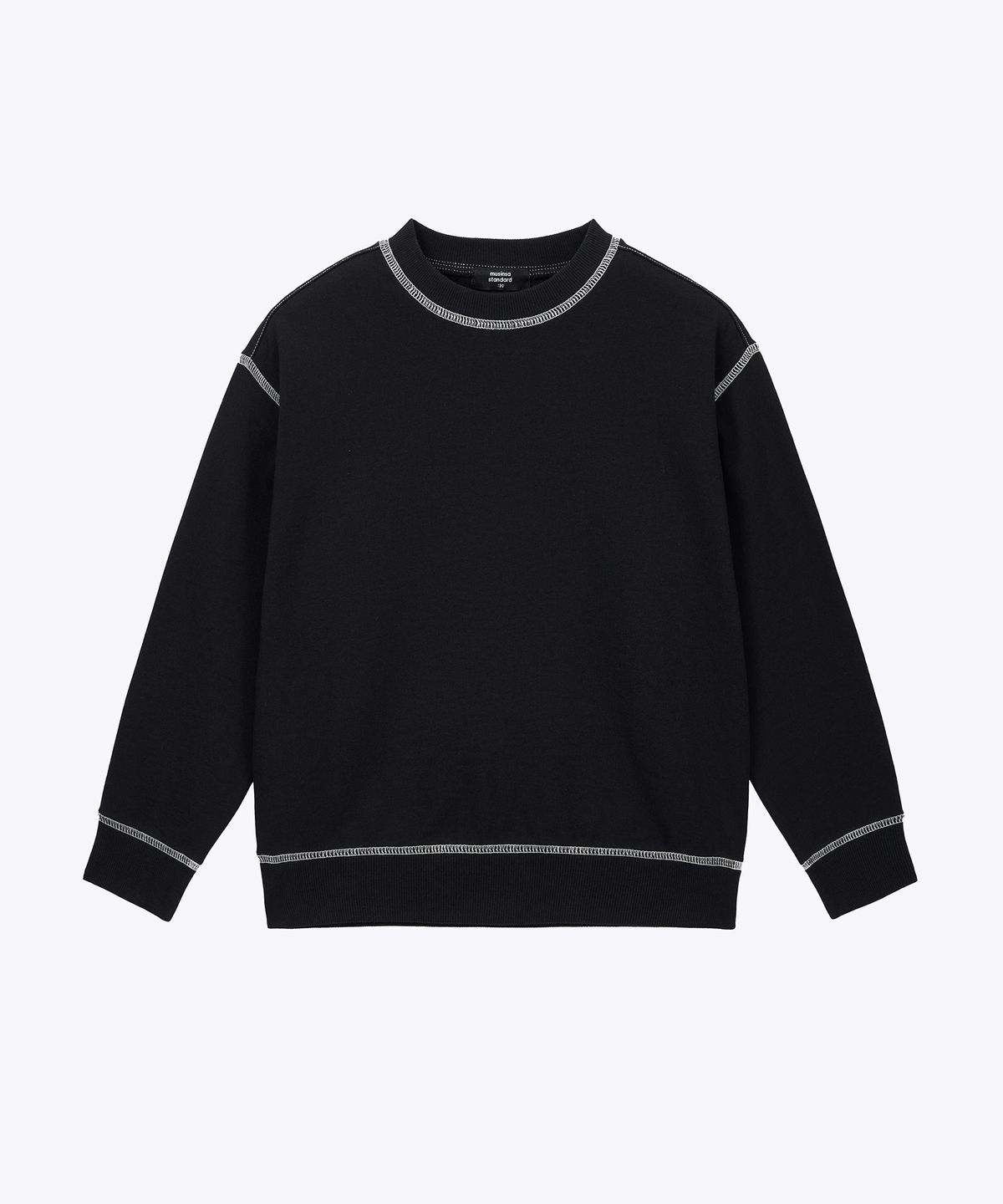 무신사 스탠다드 키즈(MUSINSA STANDARD KIDS) 콘트라스트 커버 스티치 스웨트셔츠 [블랙]