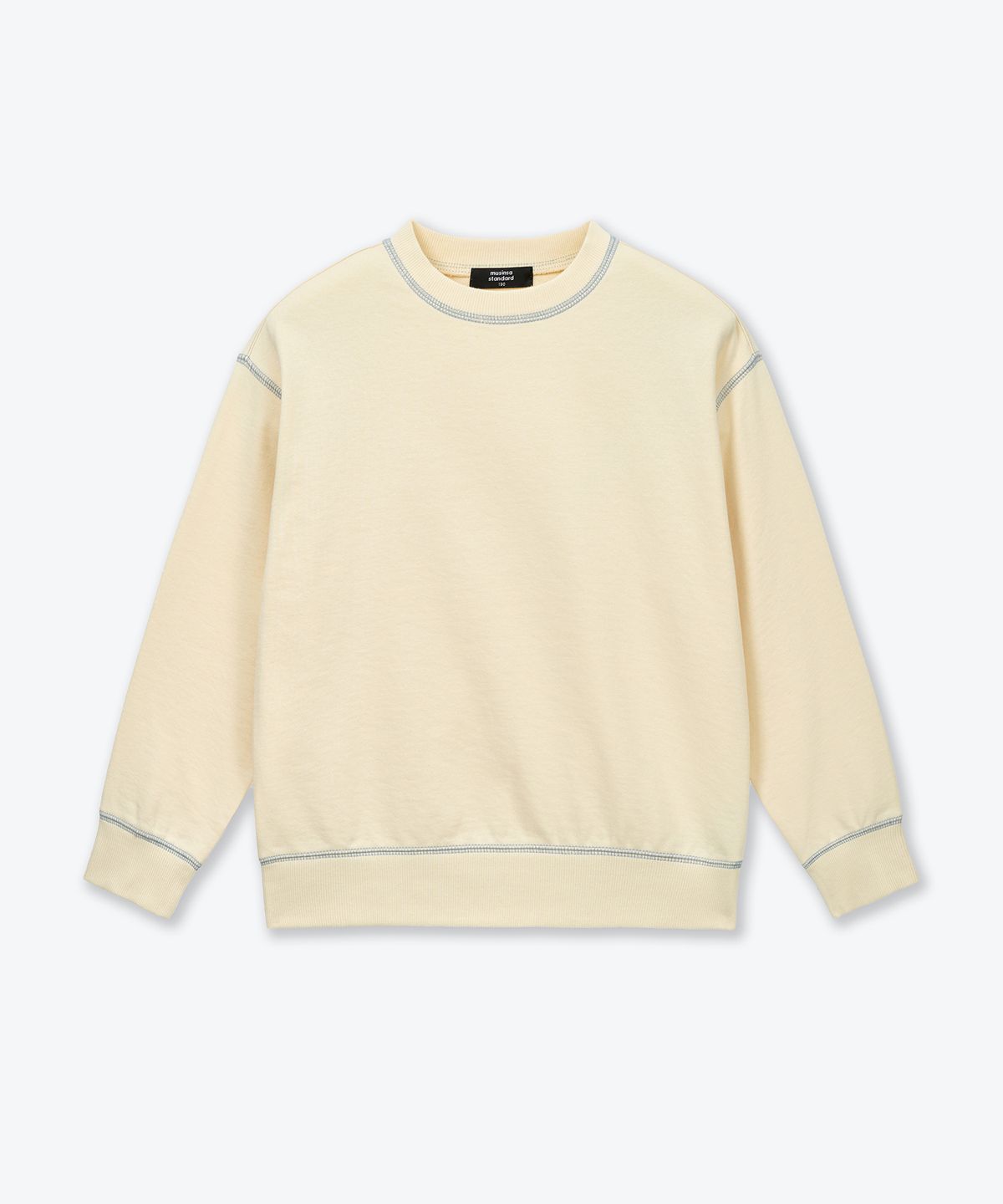 무신사 스탠다드 키즈(MUSINSA STANDARD KIDS) 콘트라스트 커버 스티치 스웨트셔츠 [레몬 크림]