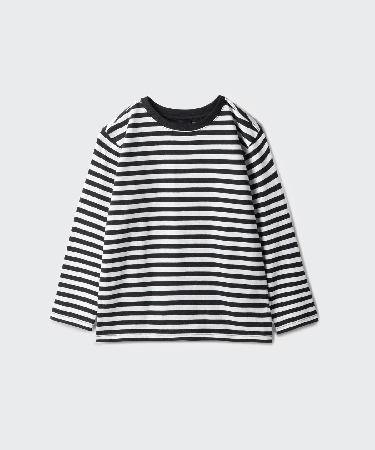무신사 스탠다드 키즈(MUSINSA STANDARD KIDS) 스트라이프 크루 넥 긴소매 티셔츠 2팩 [블랙/블루]