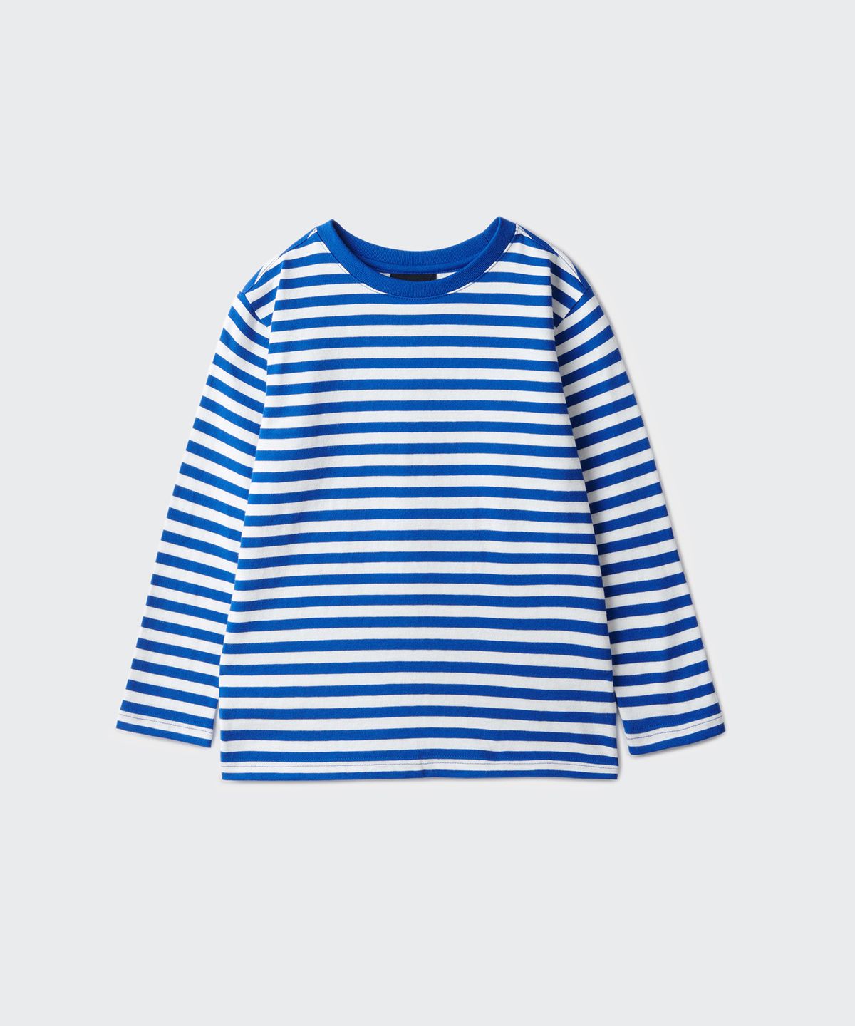 무신사 스탠다드 키즈(MUSINSA STANDARD KIDS) 스트라이프 크루 넥 긴소매 티셔츠 2팩 [블랙/블루]
