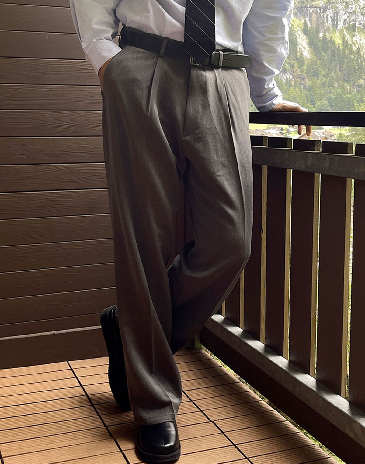 바이모노(BYMONO) [빅사이즈 34-40] 모노 진짜 원턱 와이드 슬랙스