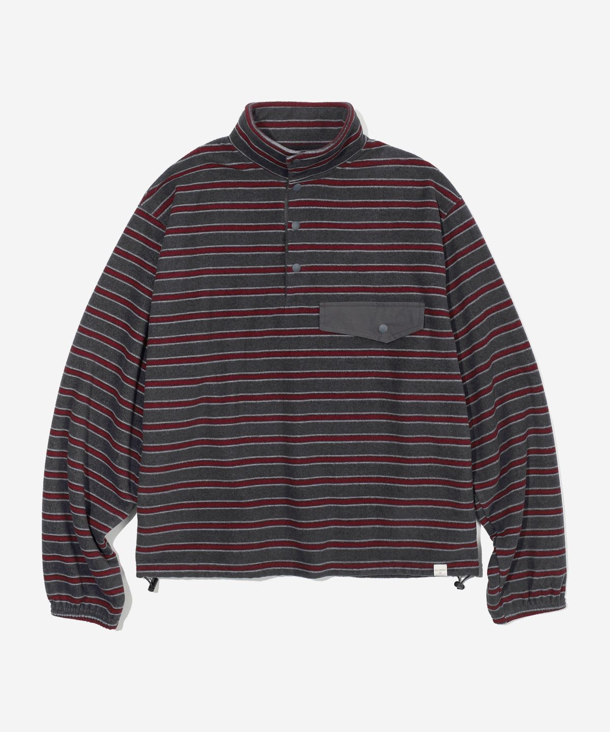 키지코(KIJIKO) [PRE-ORDER] ke306-Stripe Fleece Anorak Charcoal