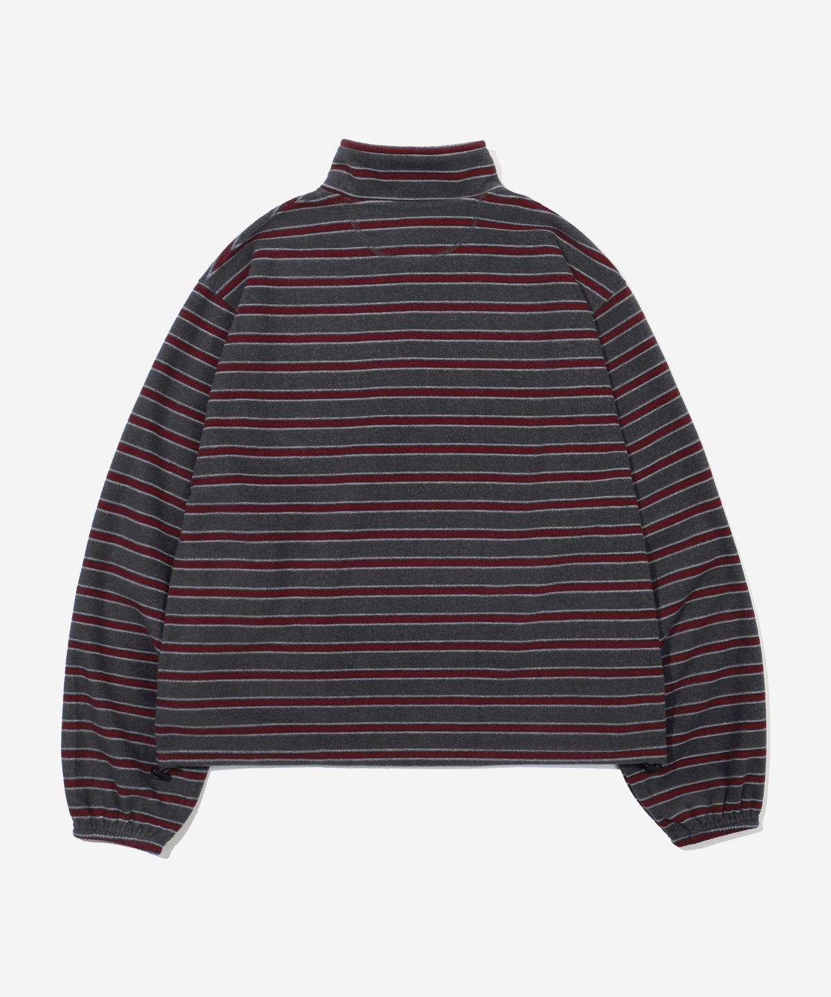 키지코(KIJIKO) [PRE-ORDER] ke306-Stripe Fleece Anorak Charcoal