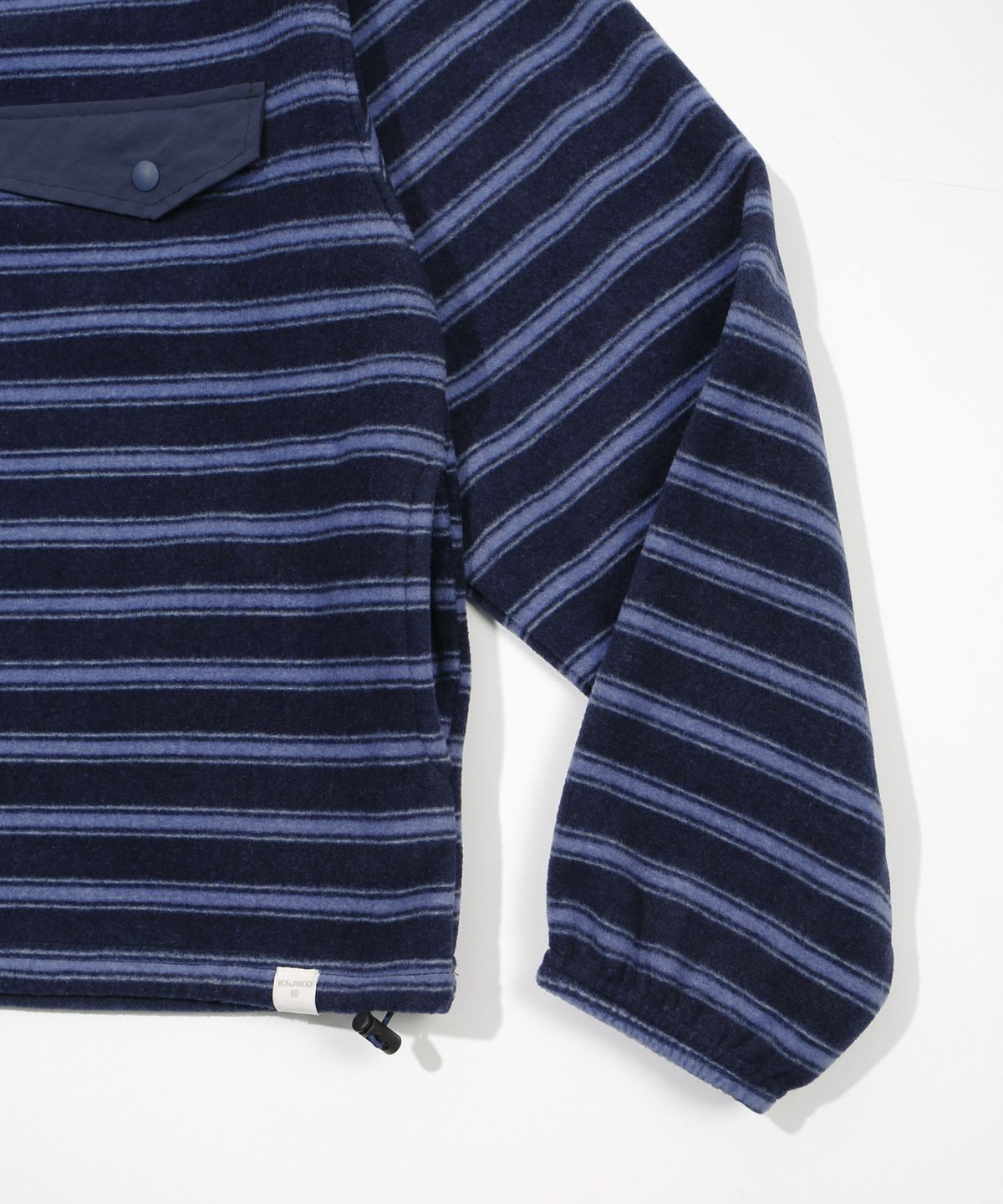 키지코(KIJIKO) [PRE-ORDER] ke306-Stripe Fleece Anorak Navy