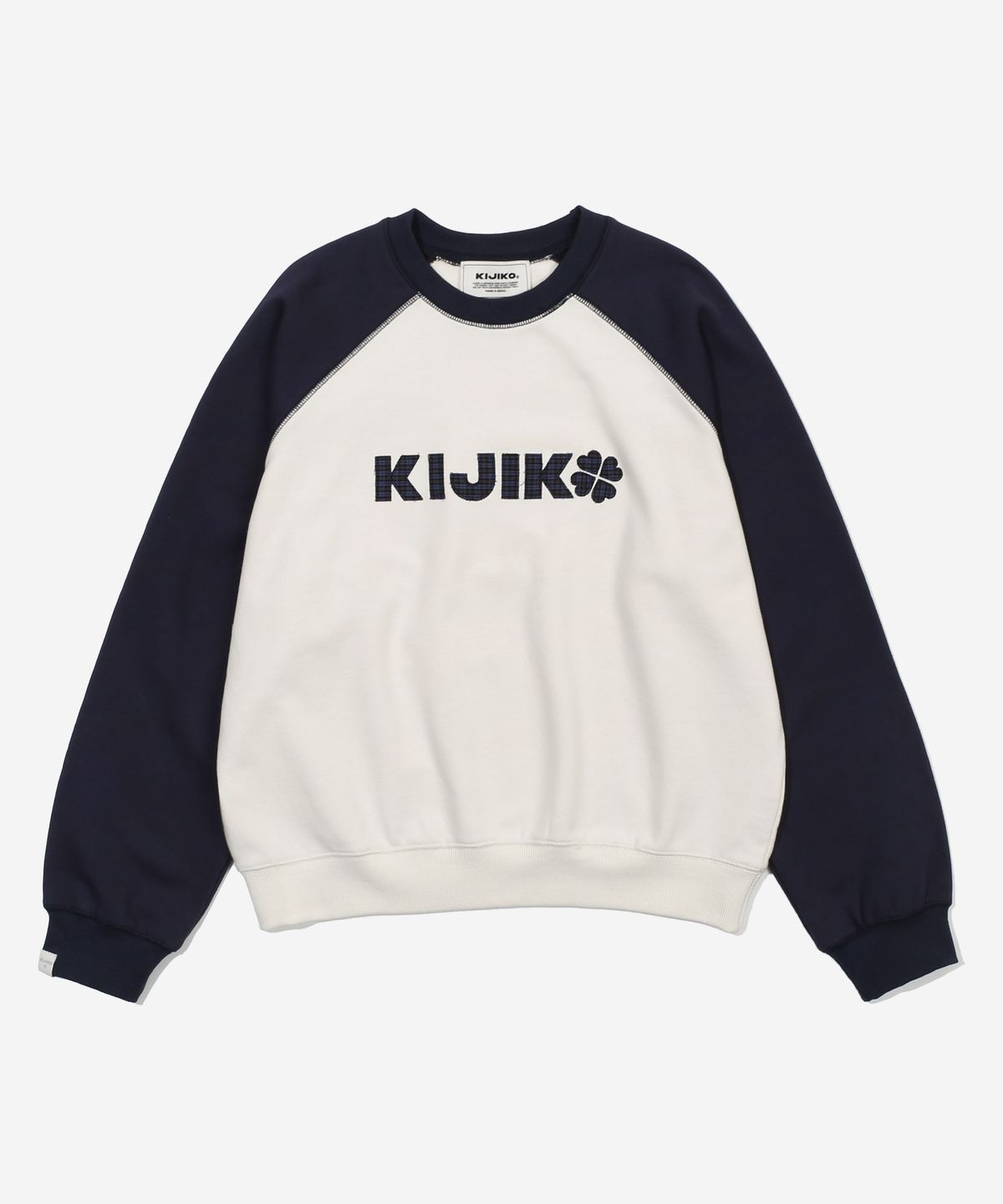 키지코(KIJIKO) ke305-Check Raglan Sweatshirt Navy
