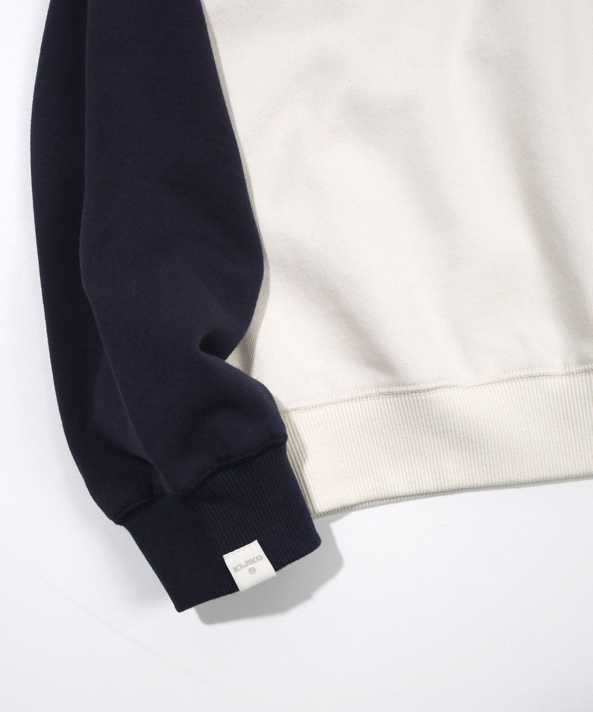 키지코(KIJIKO) ke305-Check Raglan Sweatshirt Navy