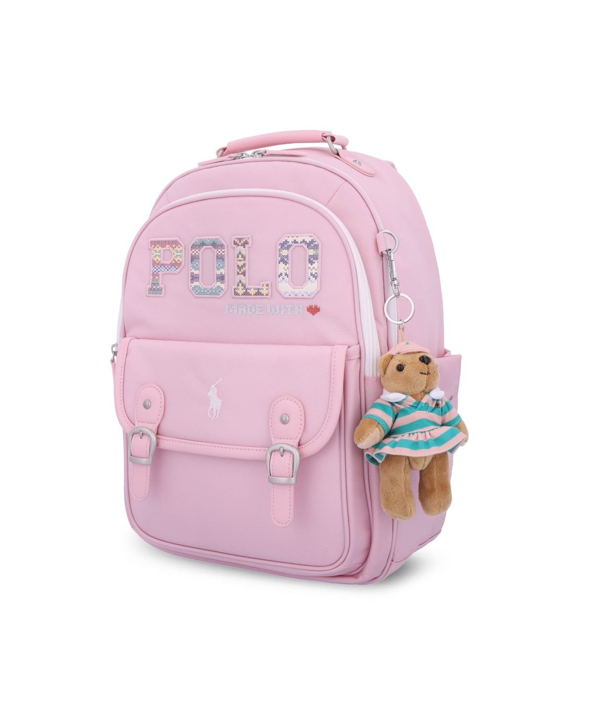 폴로 랄프 로렌 칠드런(POLO RALPH LAUREN CHILDREN) 로고 플로럴 백팩 앤 슈즈 백 세트-핑크