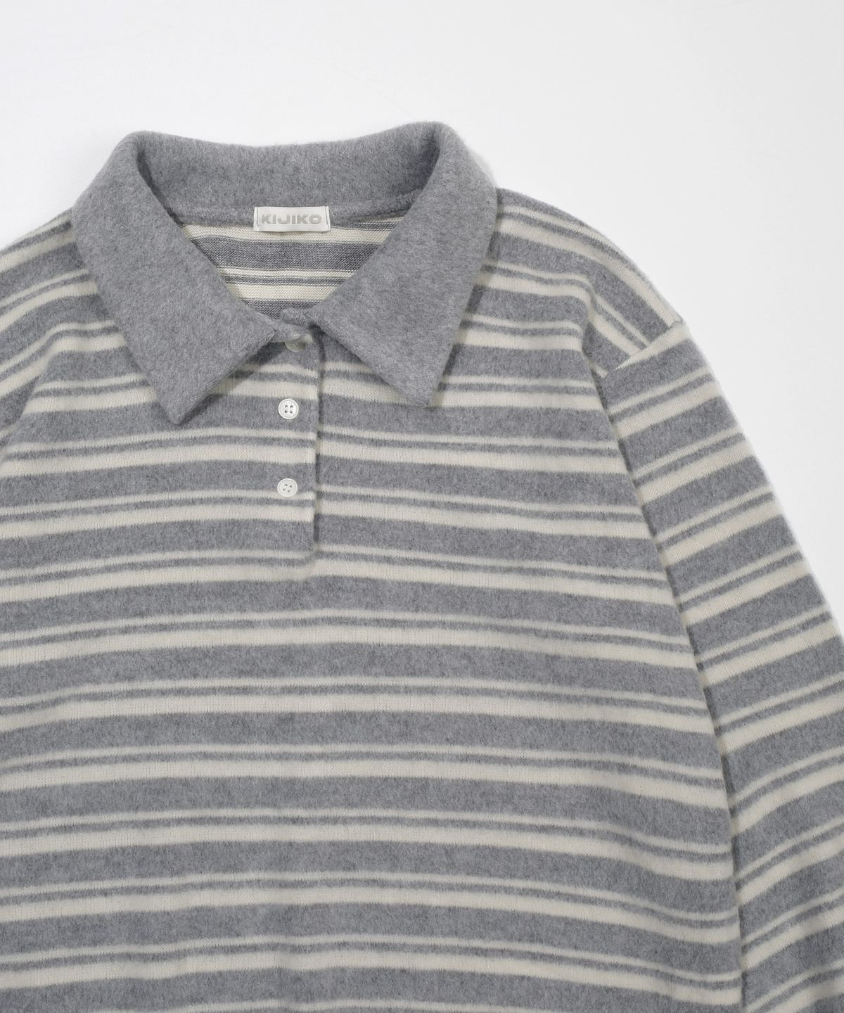 키지코(KIJIKO) ke304-Stripe Collar Knit Gray