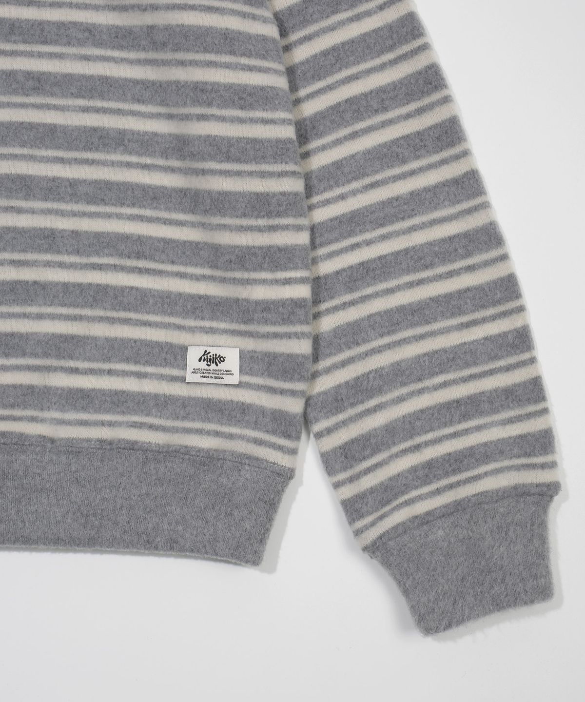 키지코(KIJIKO) ke304-Stripe Collar Knit Gray
