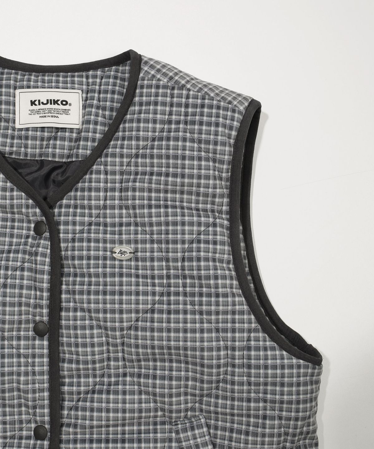 키지코(KIJIKO) ke104-Check Vest Charcoal