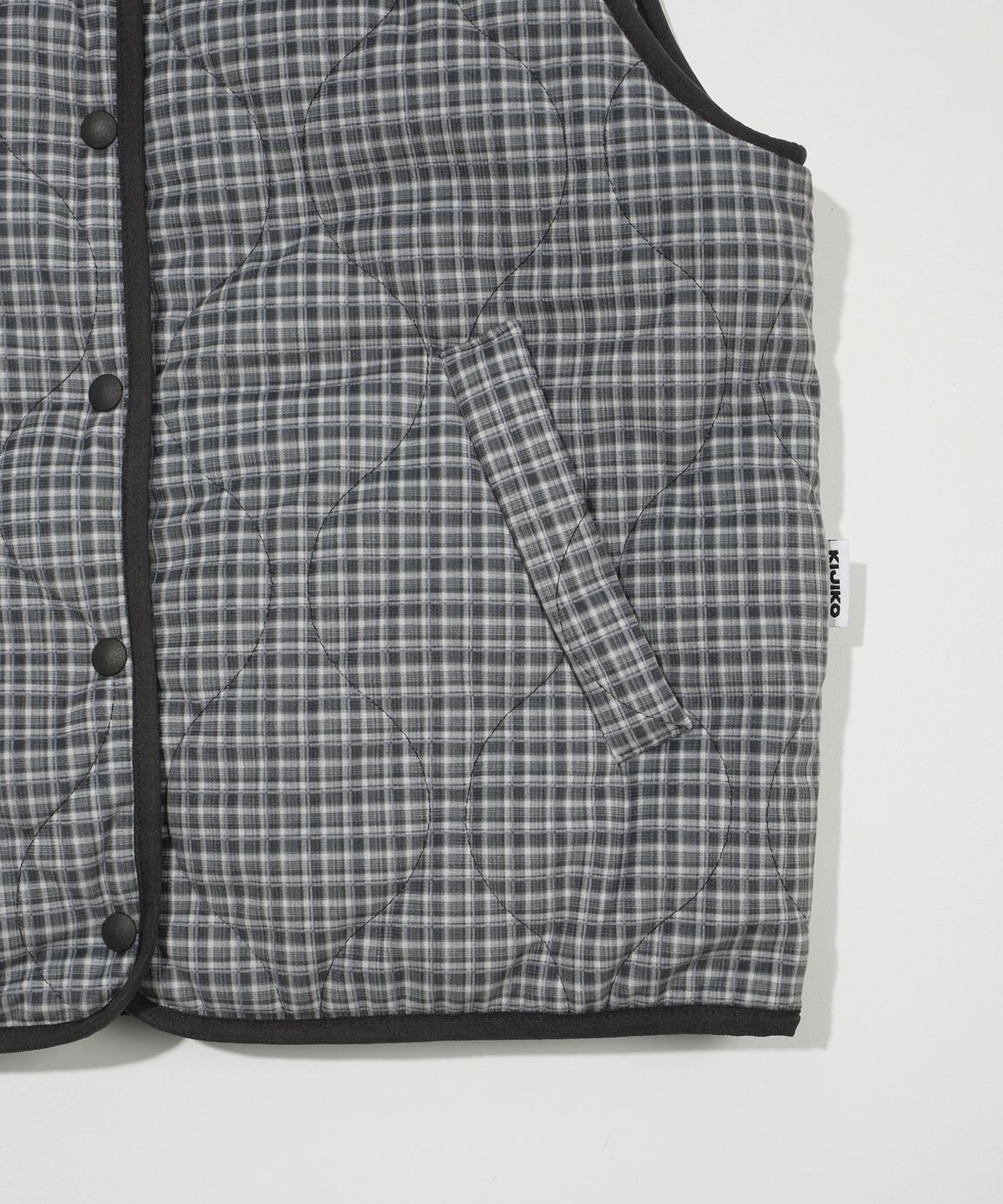 키지코(KIJIKO) ke104-Check Vest Charcoal