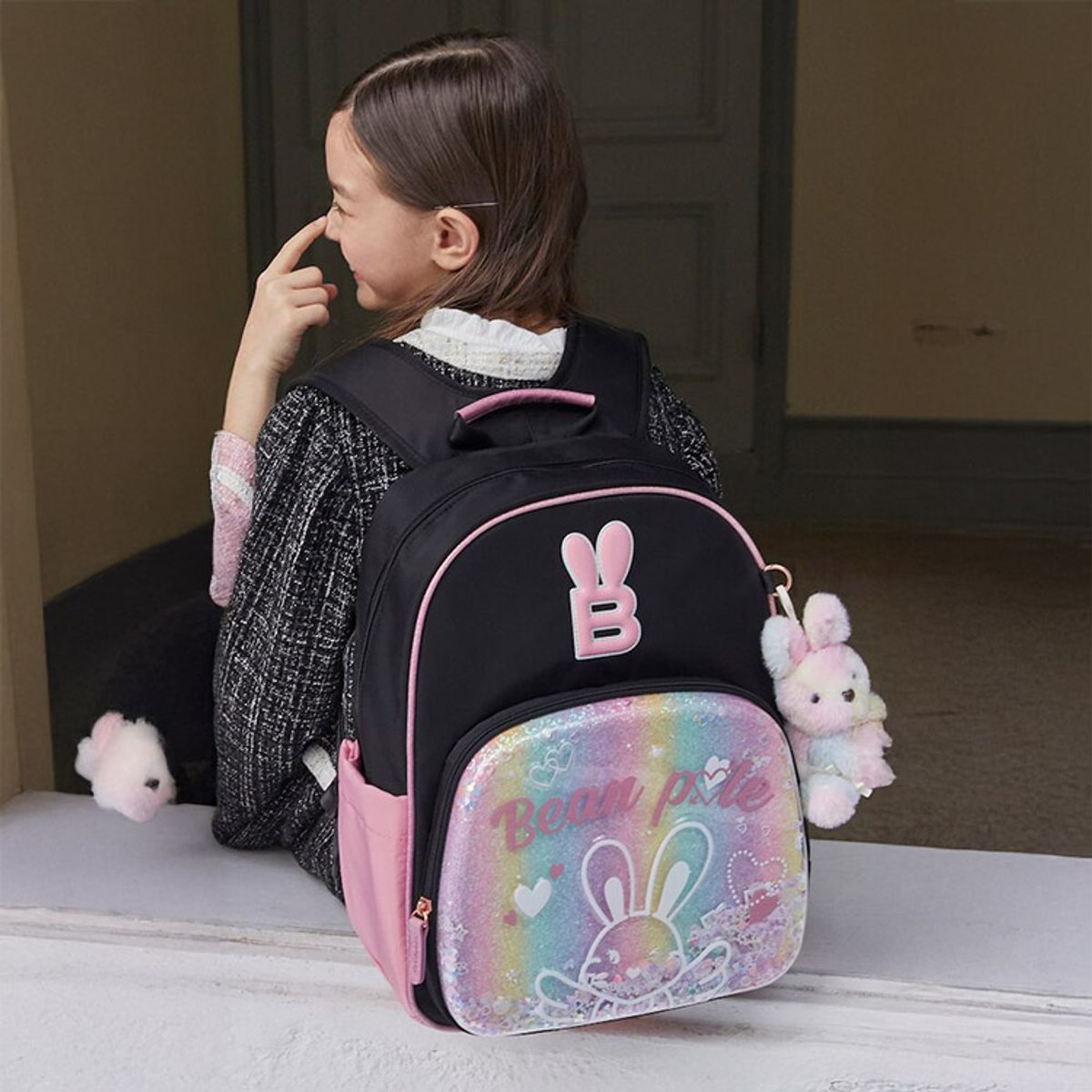 빈폴 키즈(BEANPOLE KIDS) 투명몰드 빙키 책가방 세트  블랙 (PS001368595)
