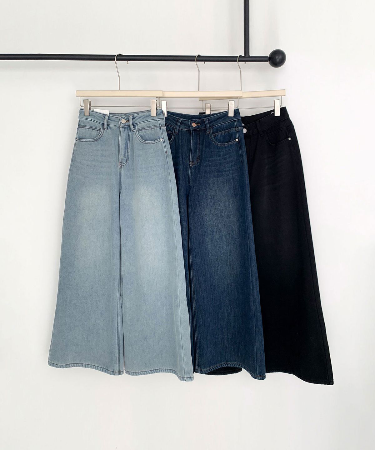 바스카라(VASCARA) [Fleece-lined] Wide Denim Napping Pants (3colors)