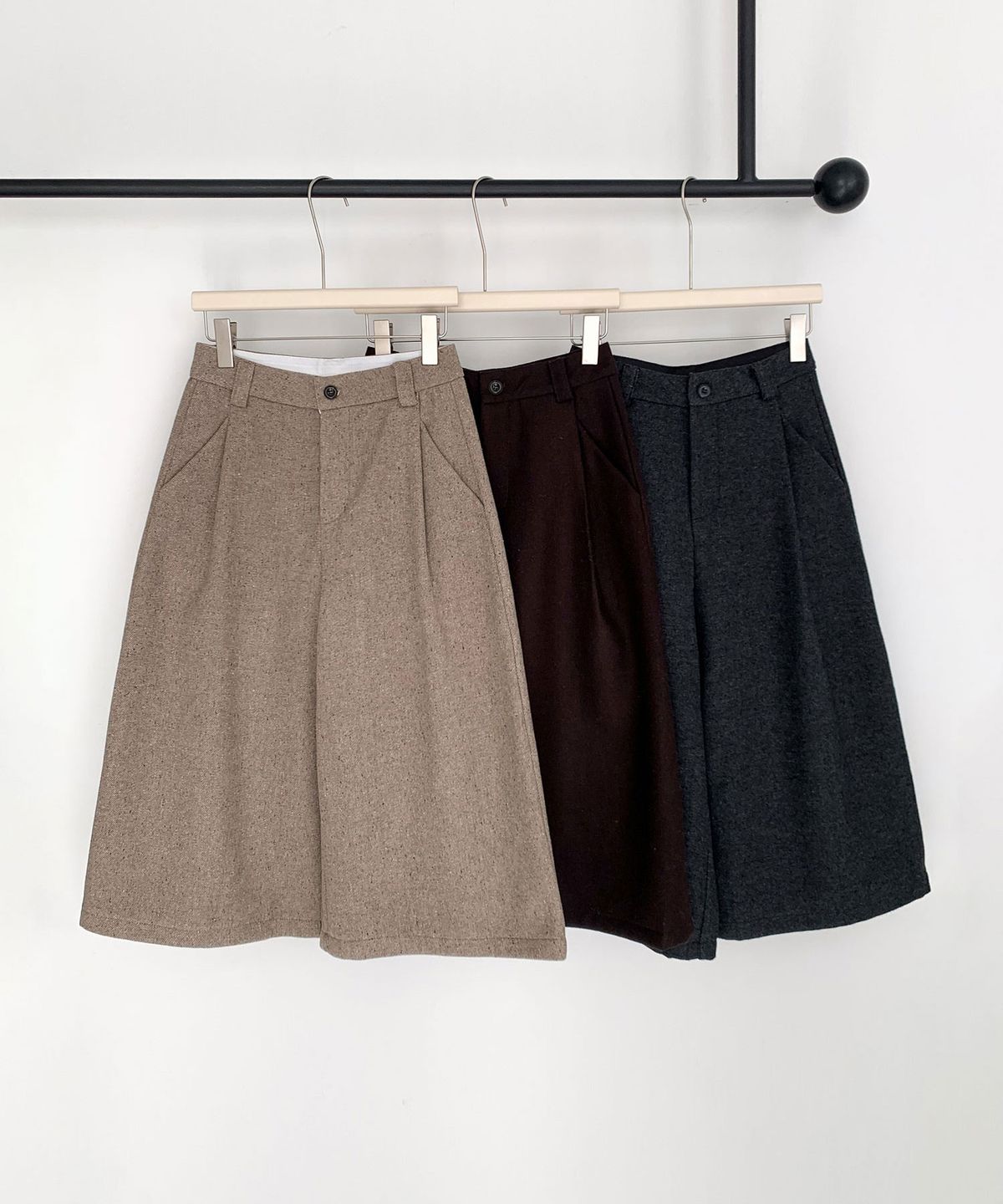바스카라(VASCARA) [Fleece-lined] May Wide Bermuda Napping Pants (3colors)
