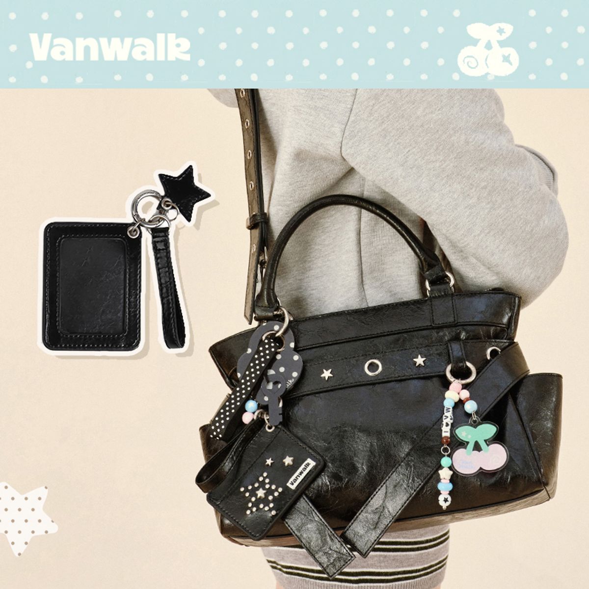 반워크(VANWALK) 스퀘어 미니 지갑 [스퀘어 블랙]
