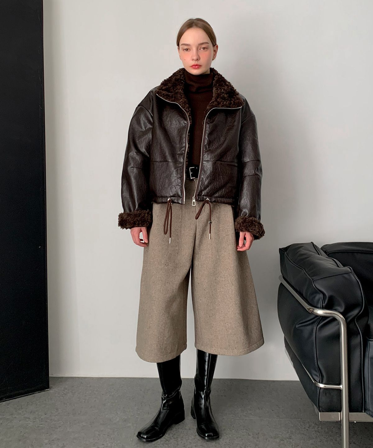 바스카라(VASCARA) Faux Fur Leather Jacket (3colors)