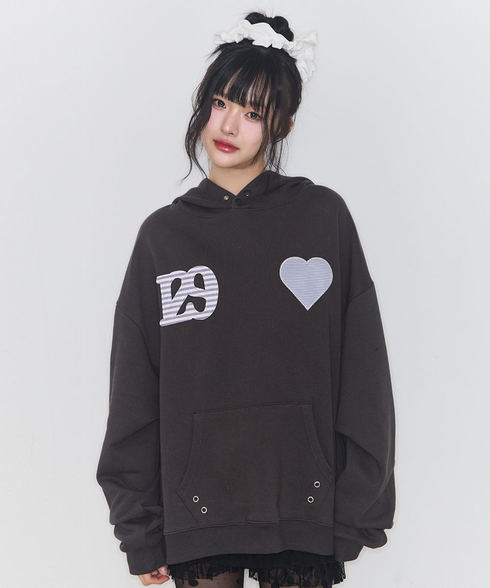 MUSINSA公式 | ILLIGO 129 ストライプ配色フードパーカー チャコール