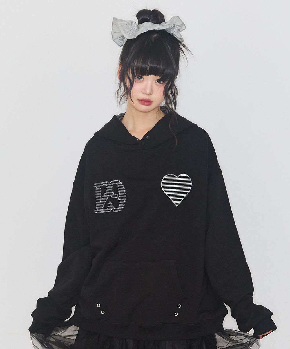 MUSINSA公式 | ILLIGO 129 ストライプ配色フードパーカー ブラック