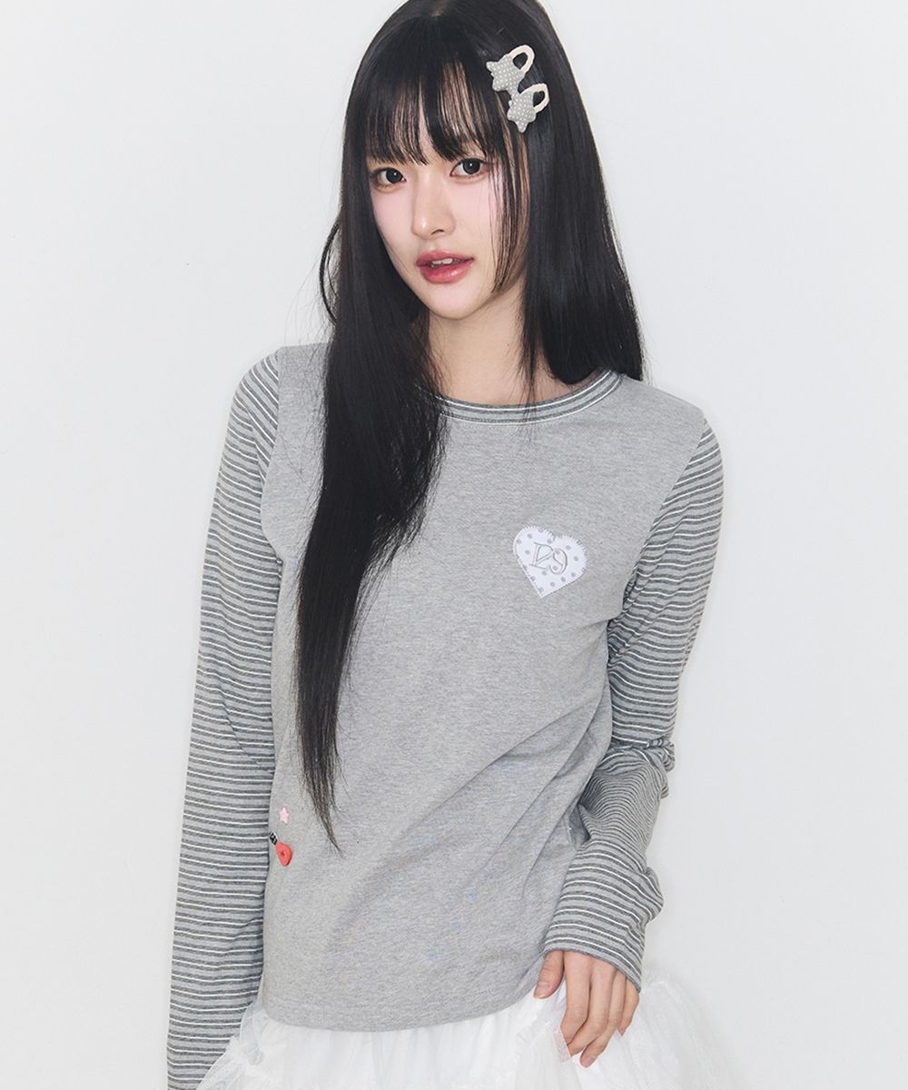 MUSINSA公式 | ILLIGO 129 ハートスナップロングスリーブメランジ