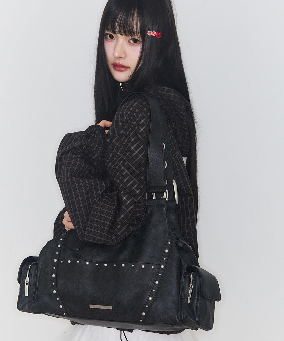 일리고(ILLIGO) 루프 더블 포켓 숄더 백 블랙