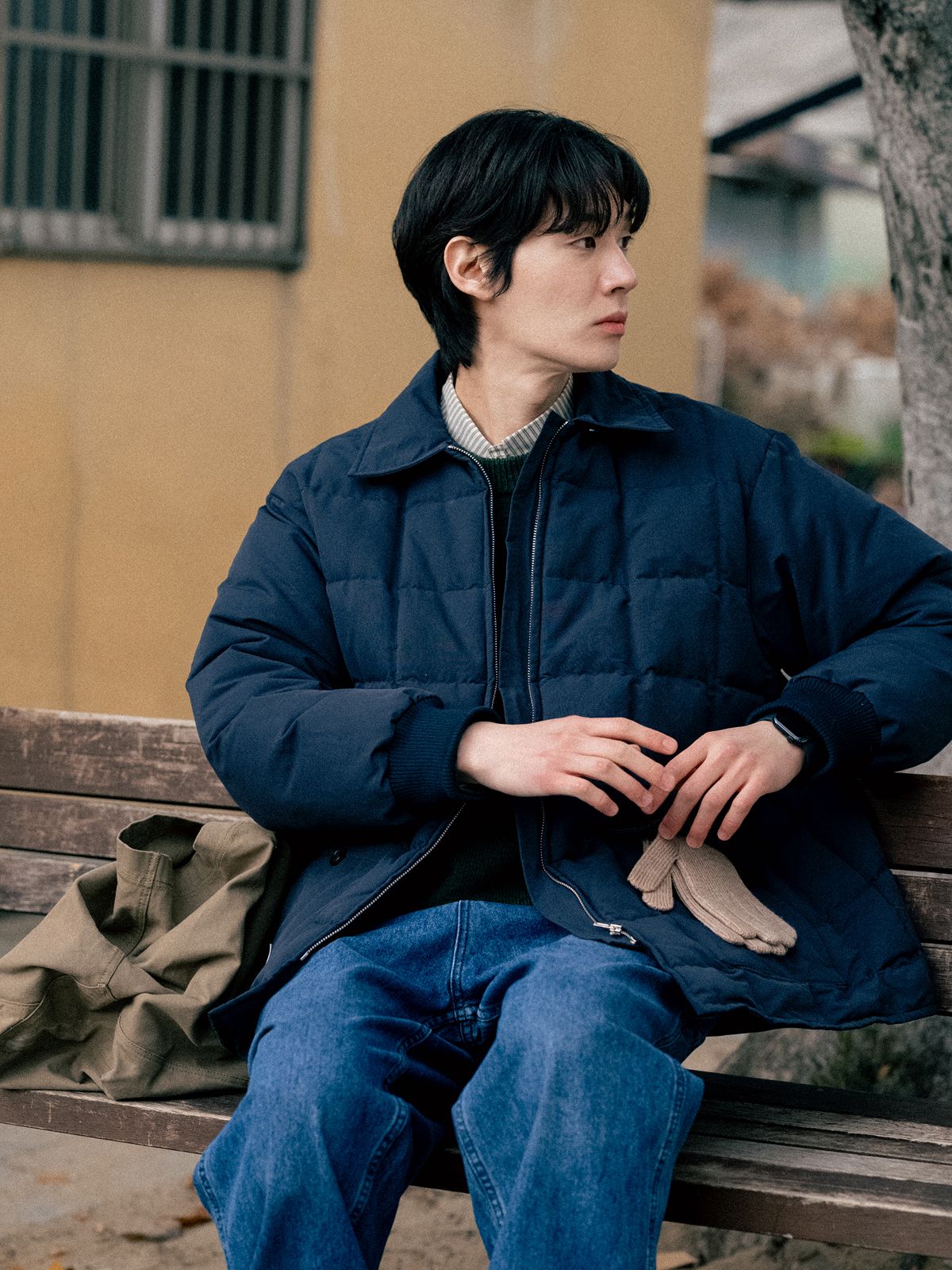 해브해드(HAVE HAD) 덕 다운 카라 패디드 코트 (네이비)