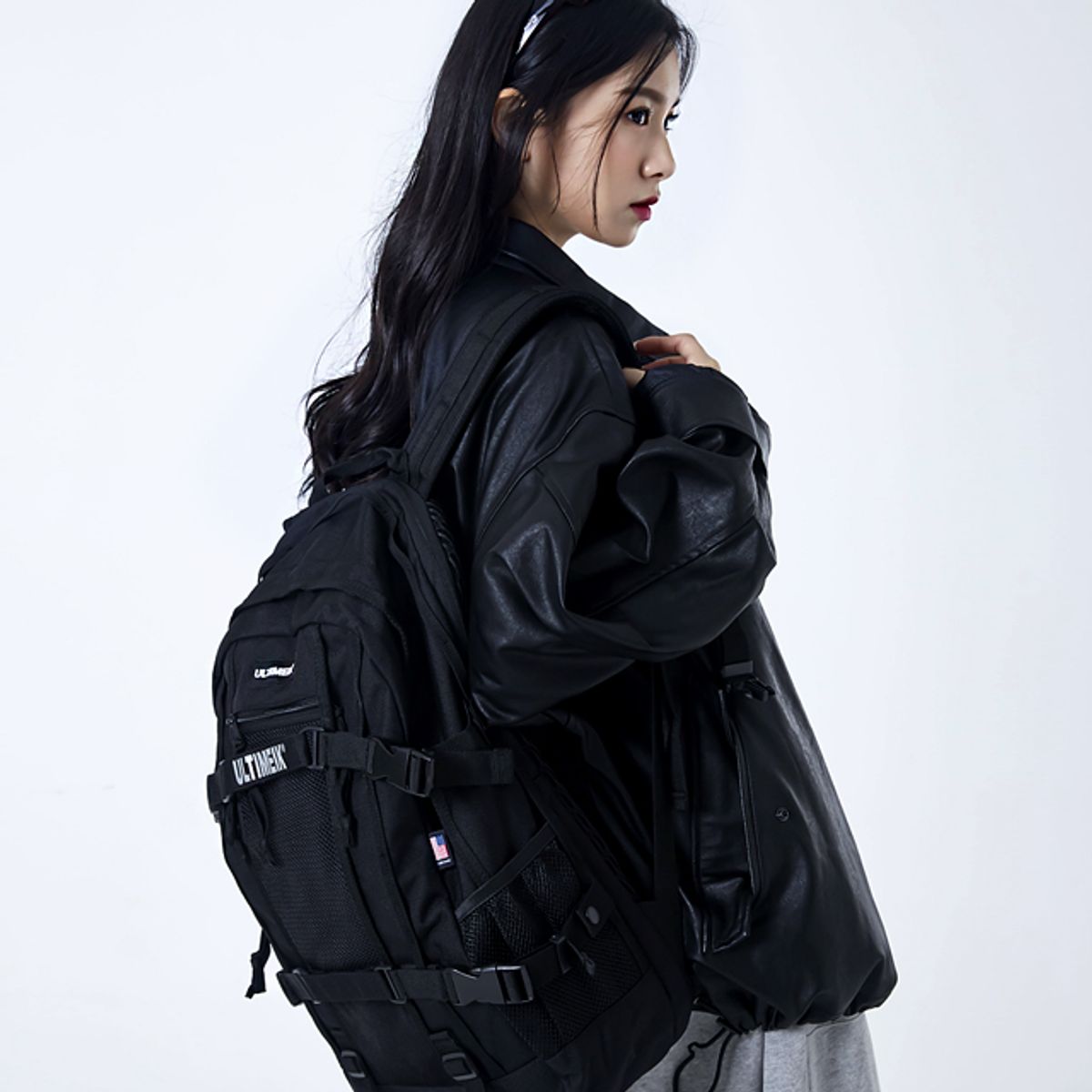 얼티메이크(ULTIMEIK) 7905 메쉬포켓 백팩 블랙