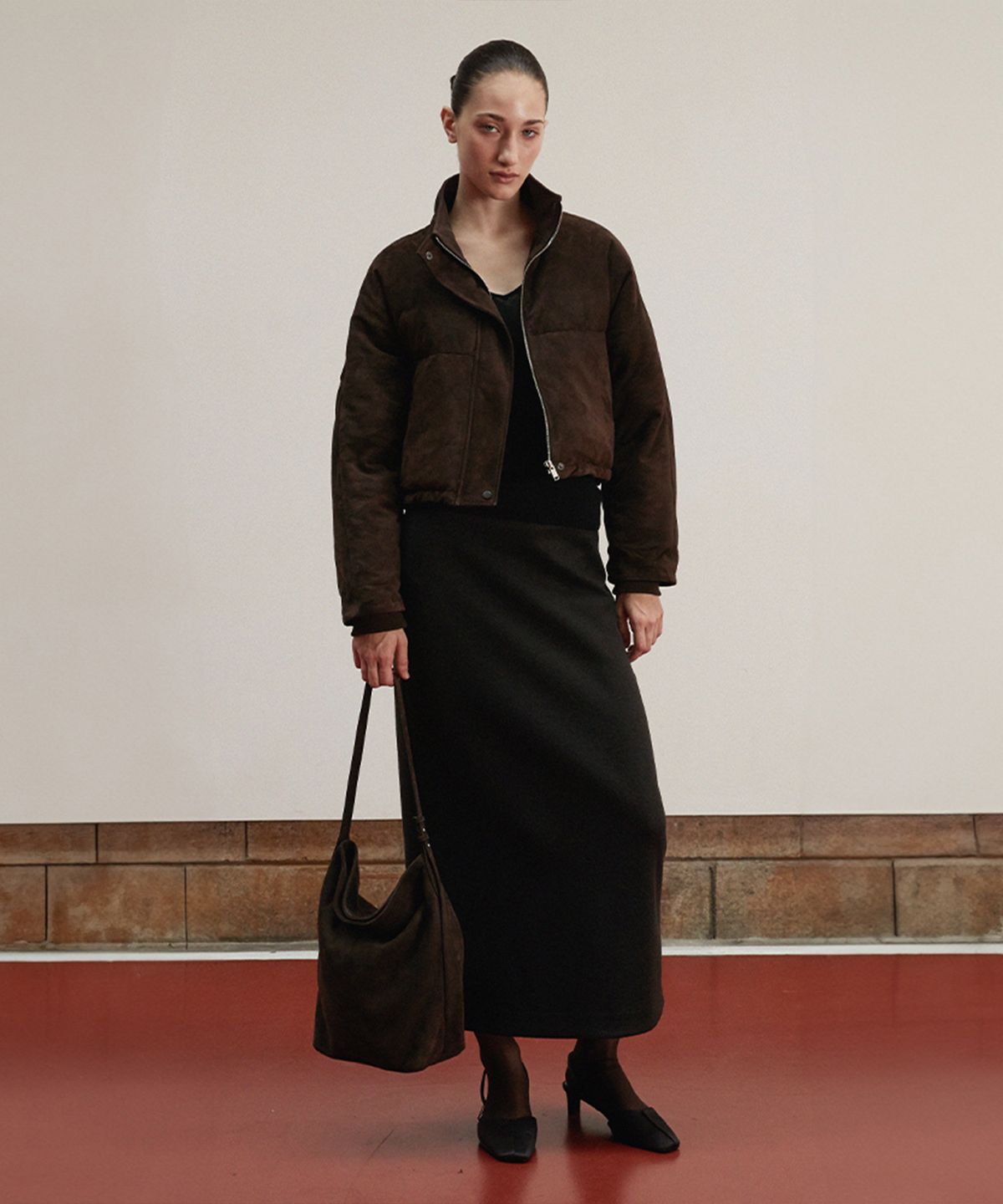 베르데마르(VERDEMAR) Suede Contour Shoulder Bag