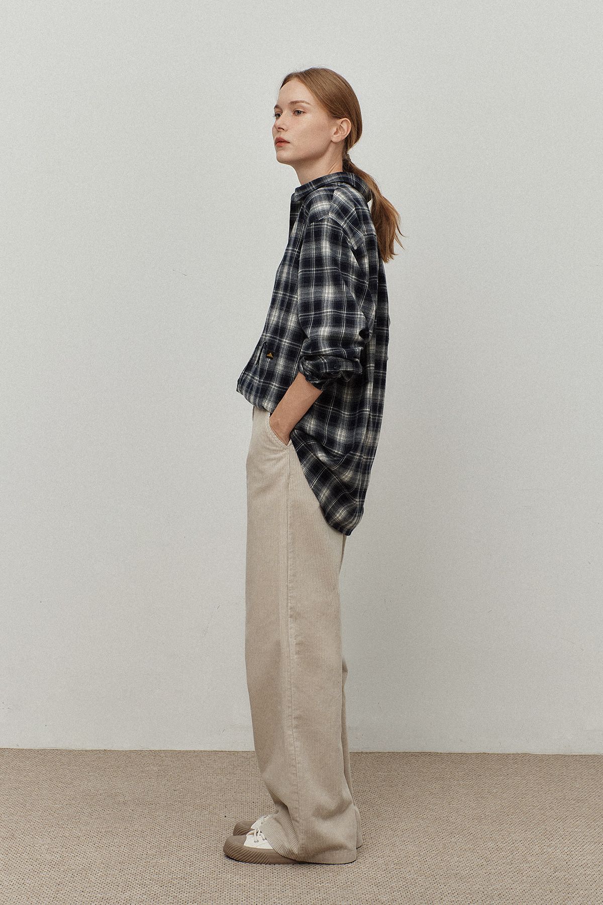 르몽생미셸(LE MONT ST MICHEL) Smooth flannel Check shirts_Navy